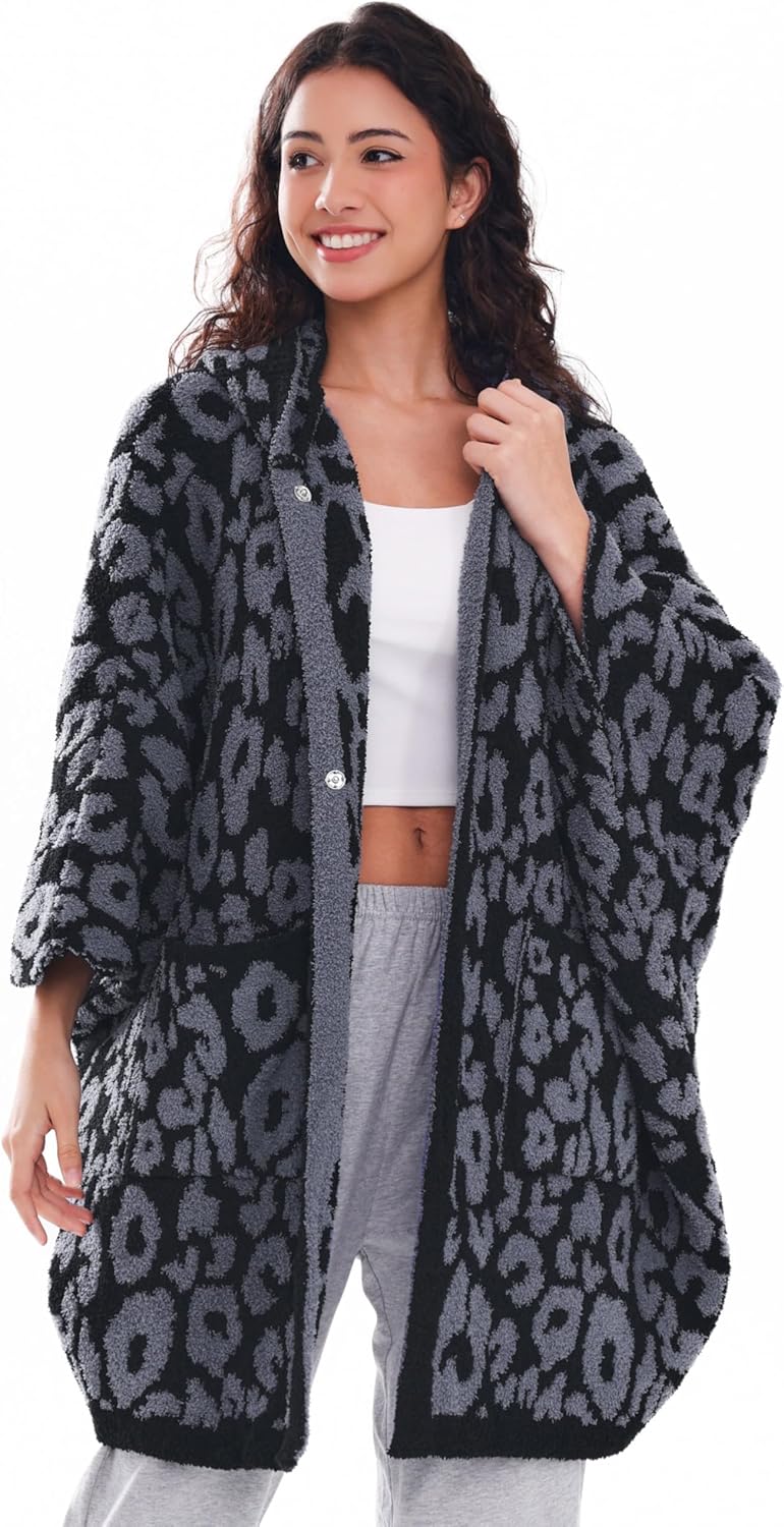 WDCOZY Wearable Blanket Hoodie Poncho Throw Comfy Soft Warm Cape Shawl Cozy Cloak Wrap Hooded with Sleeves For Women Adults - Image 2