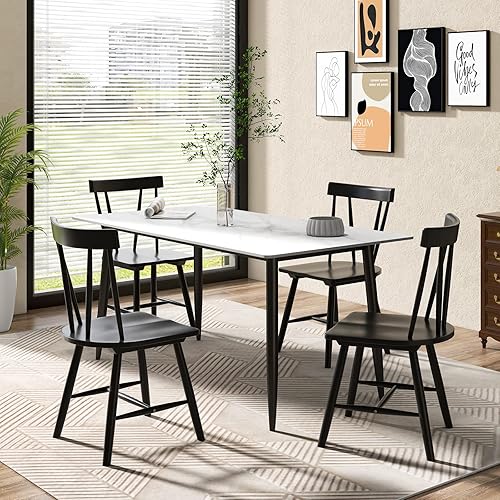 Miniatura 2 de Giantex Set of 2 Windsor Chairs, Rubber Wood Dining Chairs with Spindle Back, Wide Seats, Anti-Slip Foot Pads, Max Load 330 Lbs, Armless Wood Dining