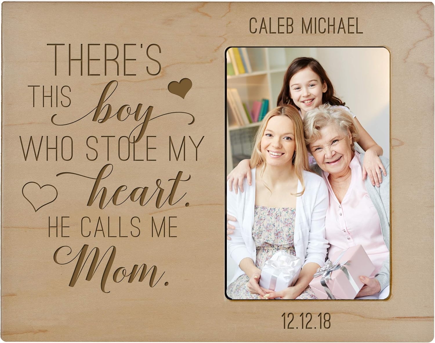 LifeSong Milestones Personalized Grandmother Gift There’s This Boy Who Stole from Grandson, Nephew, Granddaughter, Grandchildren Vertical Frame 4”x6” Photo Measures 8”x10” (Cherry)