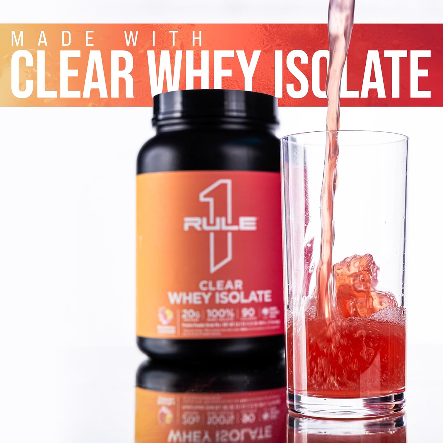 Rule 1 Clear Whey Isolate - 20g All-Whey Isolate Protein Mix, Over 9g EAAs, 90 Calories, Zero Sugar, Easy to Digest, Light, Crisp, and Refreshing Taste (27 Servings, Strawberry Lemonade) - Image 6