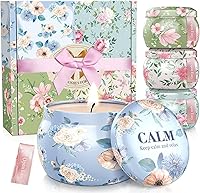 BlissfulOasis 4-Pack Soy Wax Scented Candles - Lavender, Lemon, Bergamot Jasmine, Rose Sandalwood | 100-120 Hour Burn Aromatherapy Gift Set