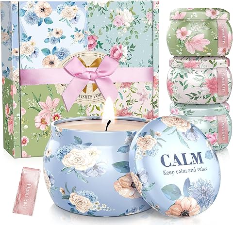 BlissfulOasis Scented Candles Set, 17.6 oz, 4 Pack, Long Lasting Soy Wax Aromatherapy Home Candles