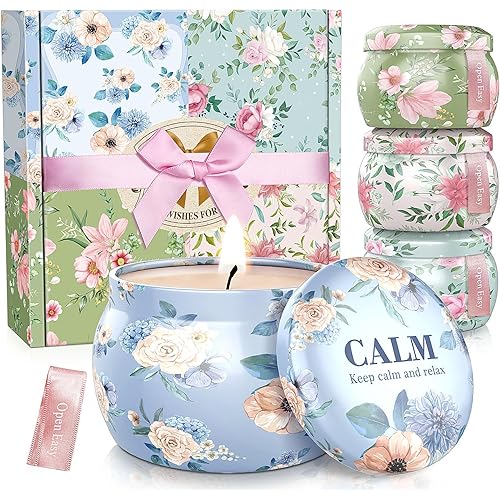Scented Candles Set, 17.6 oz 4 Pack Home Scented Candles, 100-120 Hours Candle Present for Men and Women, Scented Candles for Birthday, Mother’s Day Presents