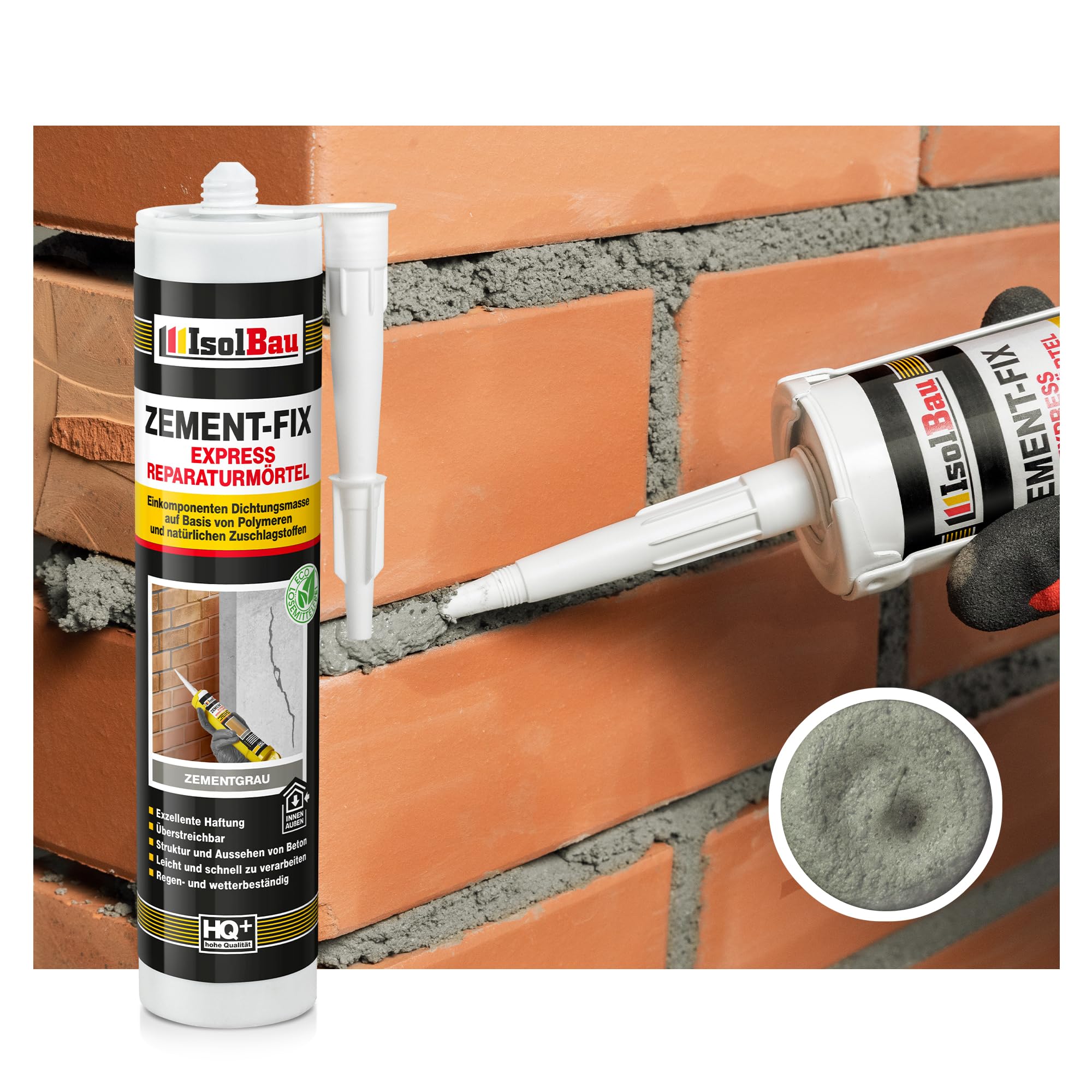 Isolbau Zement-Fix Express Lot de 10 cartouches de mastic de réparation pour joints et fissures en intérieur et extérieur Gris ciment 300 ml