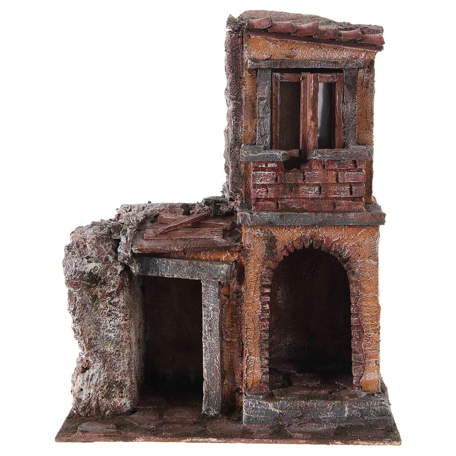 Holyart Casa con capanna rustica presepe 10 cm 30x25x15 cm
