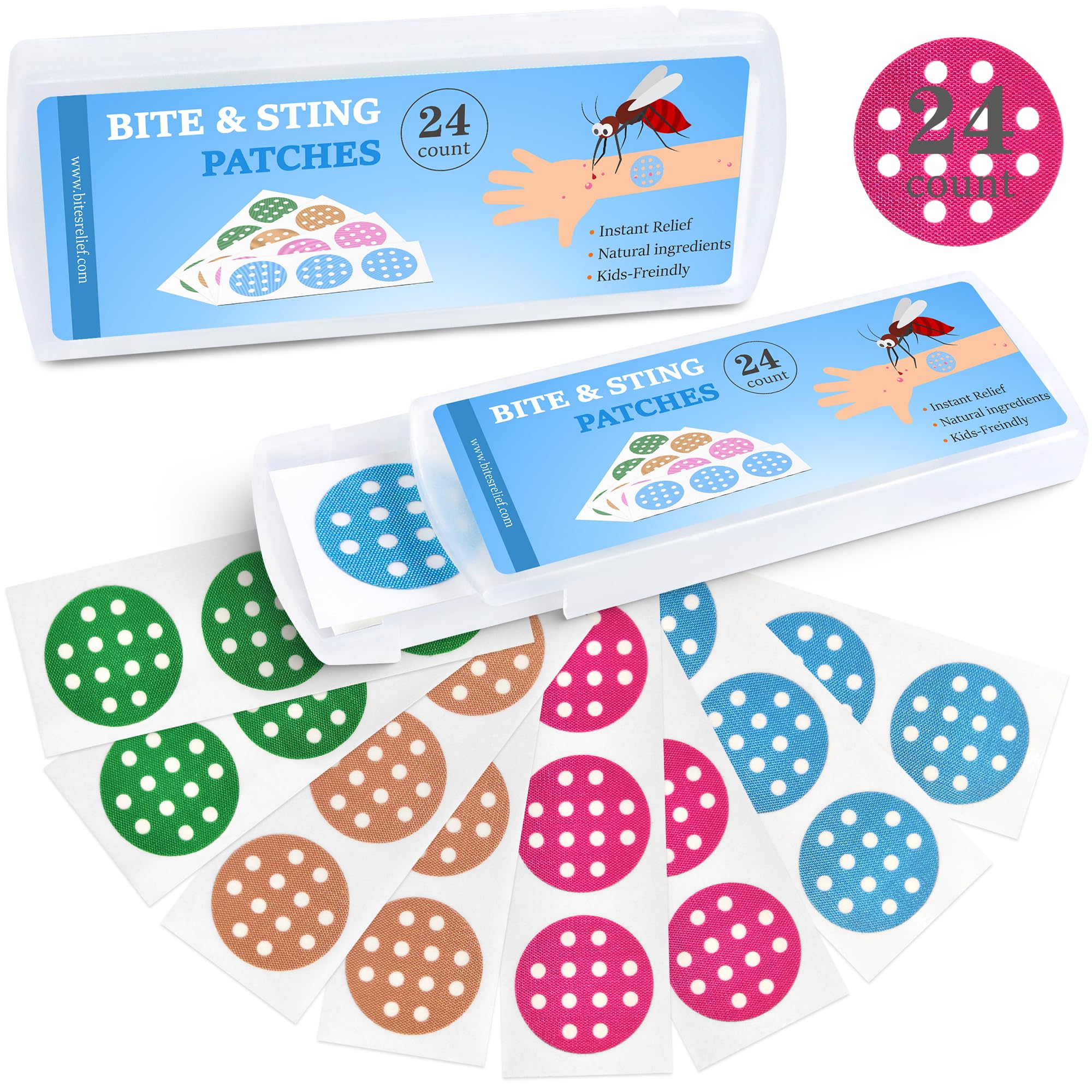 Nano shield Kids' Bug Bite Itch Relief Patches - 24 Pcs, Natural, Stops Scratching in 30s, Fast Relief, Reduces Swelling, Waterproof, Summer Essential (Grid)