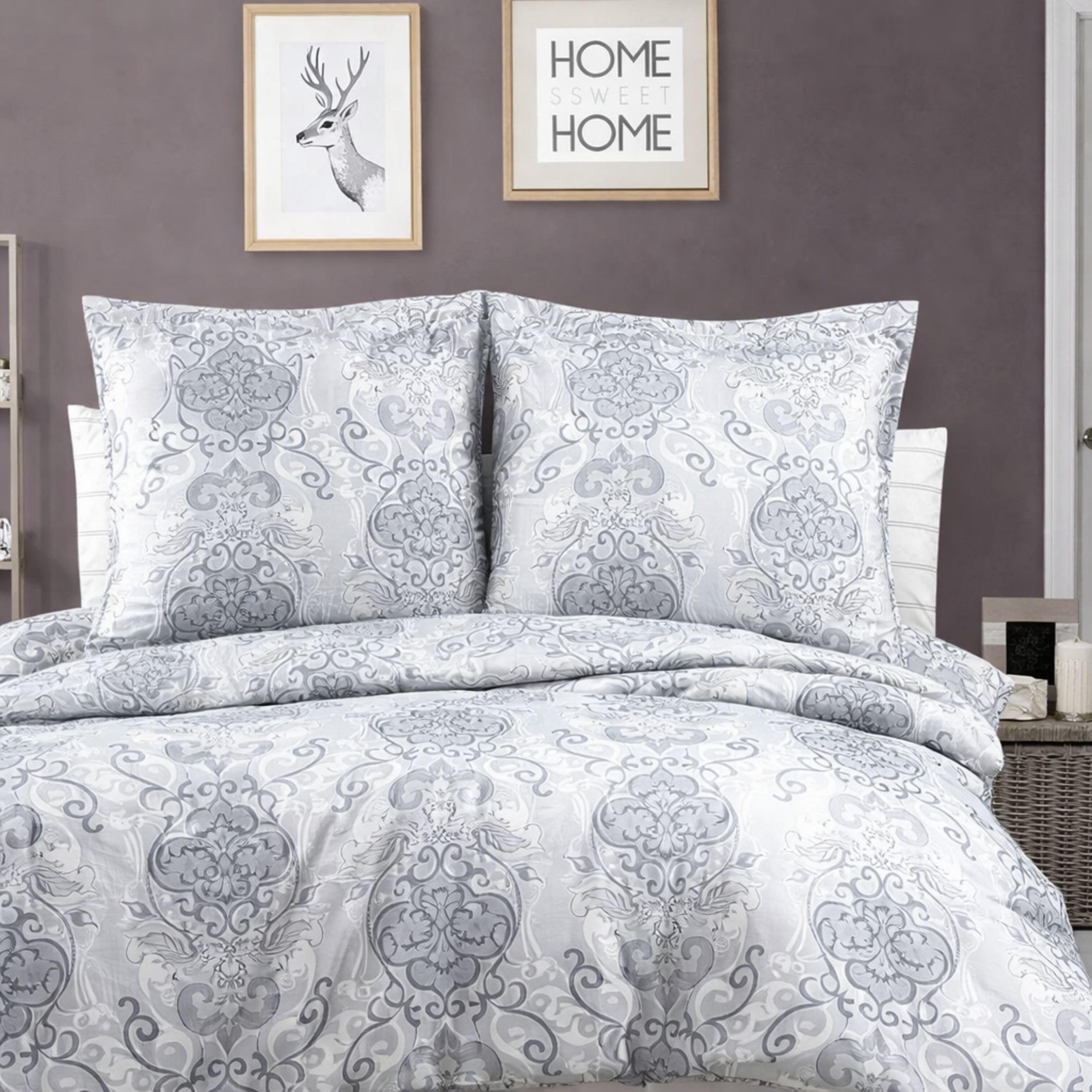 ZIRVEHOME Bettwäsche 155x220 cm. 4-teilig Set 100% Baumwolle Bettbezug 155x 220cm Kissenbezug 80x80cm Renforcé Bettwäsche-Sets 155x220 mit Reißverschluss, DariaV1