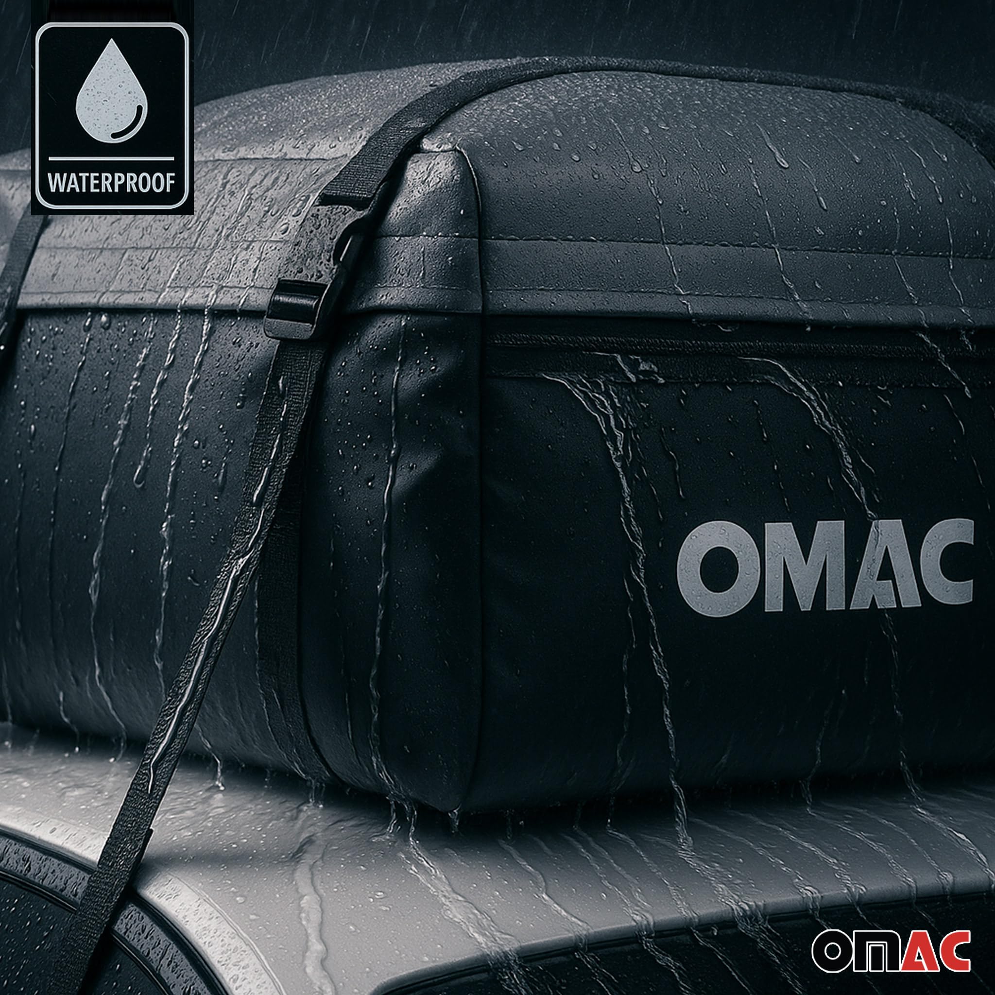 OMAC Samochód Box Dachowy 500 Liter Faltbare wasserdichte Dachtasche Gepäckbox z Aufbewahrungstasche i 6 Verstärkungsschnallen kompatybilny z Autos z/bez Belki Bagażnika
