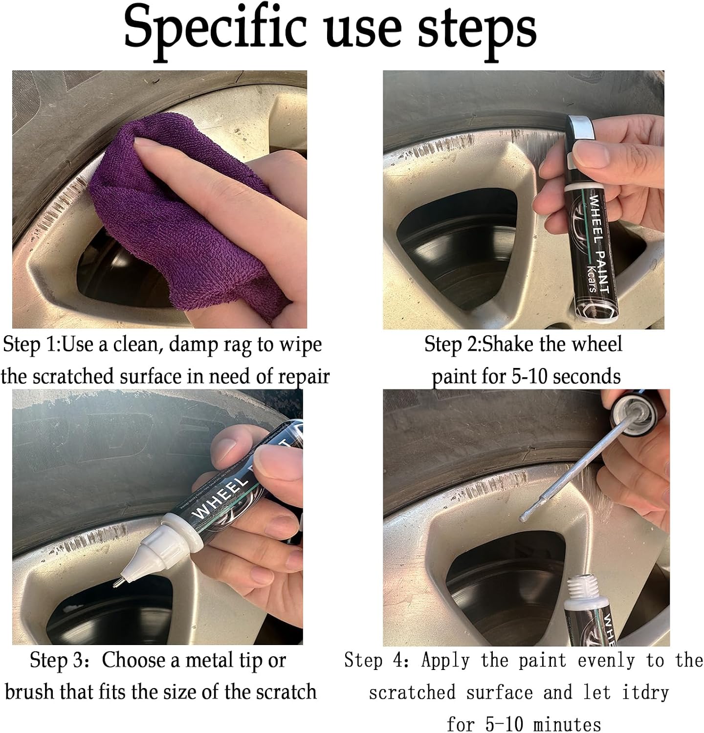 Gloss Black Rim Touch Up Paint, Car Wheel Scratch Repair Touch Up Paint Pen, Universal Color Black Wheel Paint