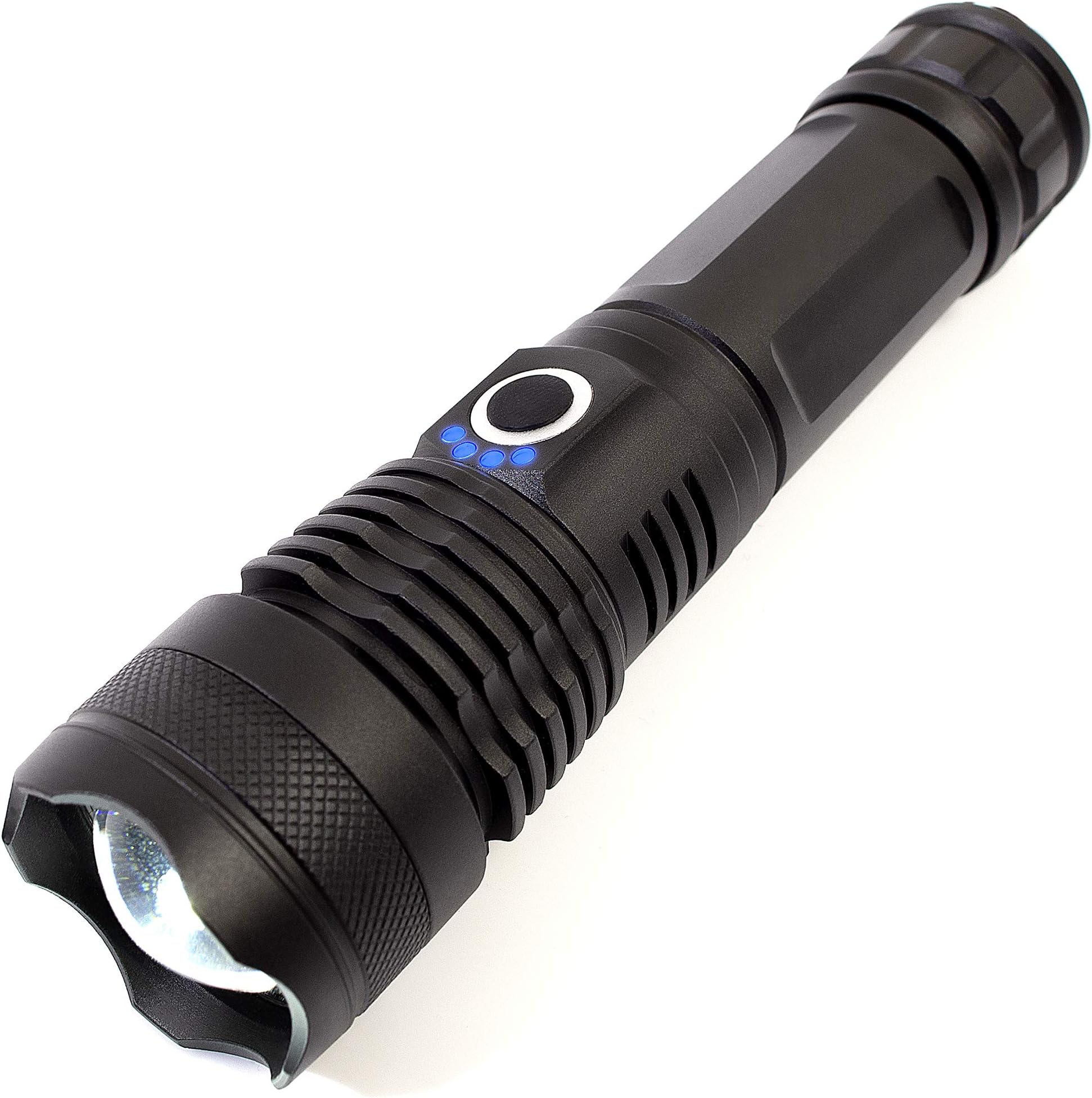 VIVIDLED LED Flashlight CREE XHP 50 19W 4000lm Super Bright Tactical Flashlight 5 Modes Zoomable Water Resistant Day White Light USB Rechargeable 26650 Battery Included