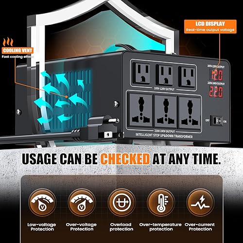 Miniatura 4 de Convertidor de voltaje de 5000 W transformador elevador 110V120V a 220V240V o convertidor de alimentación de 220 V a 110 V CA, protección del