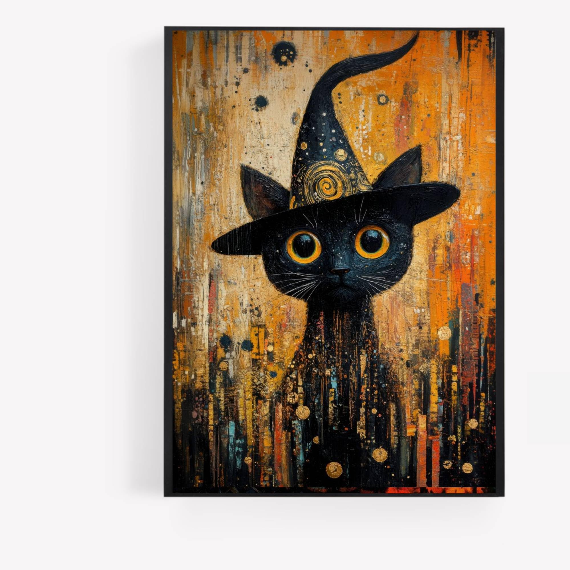 Halloween skull gothic emo black cat A4 UNFRAMED PRINT PICTURE skeleton witchcraft wall art Home decor Decorating gift witch