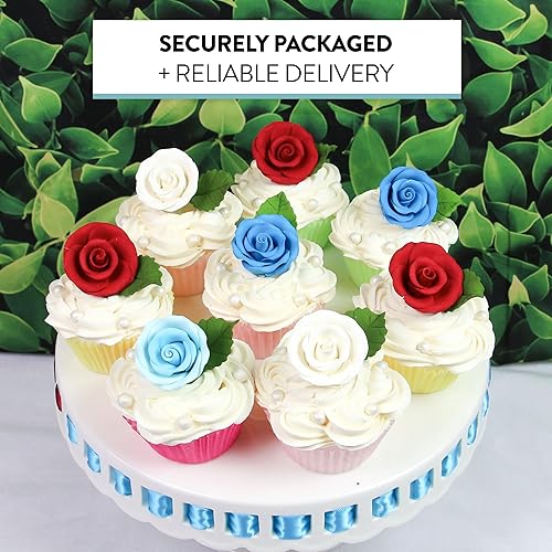 Miniatura 2 de Global Sugar Art Rosas comestibles premium, rojas, sin alambre, medianas de 1.5 pulgadas, 12 unidades por Chef Alan Tetreault