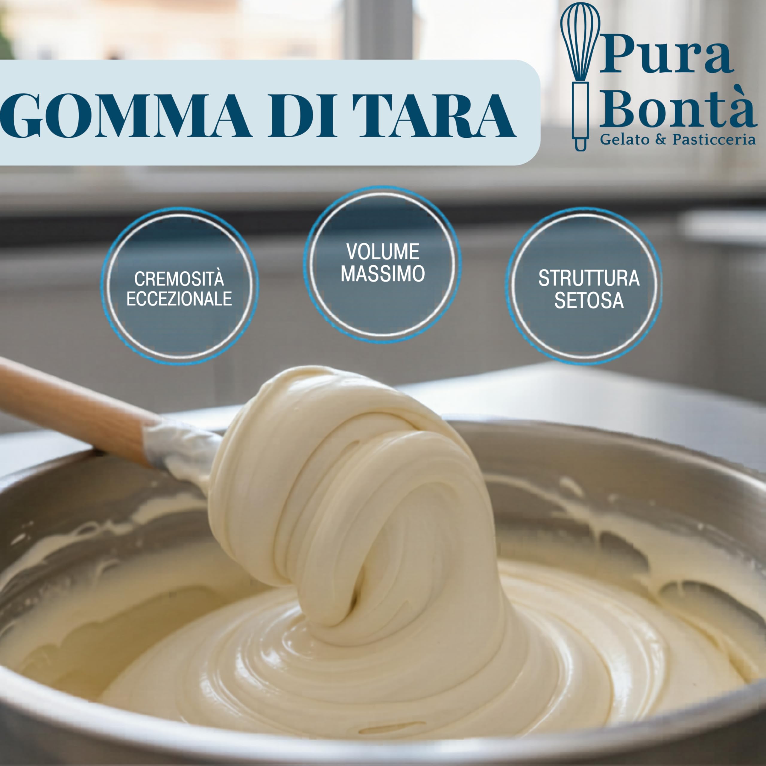 PURA BONTÀ Gomma di Tara in Polvere 500 g | Addensante e Stabilizzante 100% Naturale | Ideale per Gelato Cremoso Senza Ghiaccio | Vegano, Senza Glutine | Farina di Semi di Tara Confezionato in Italia