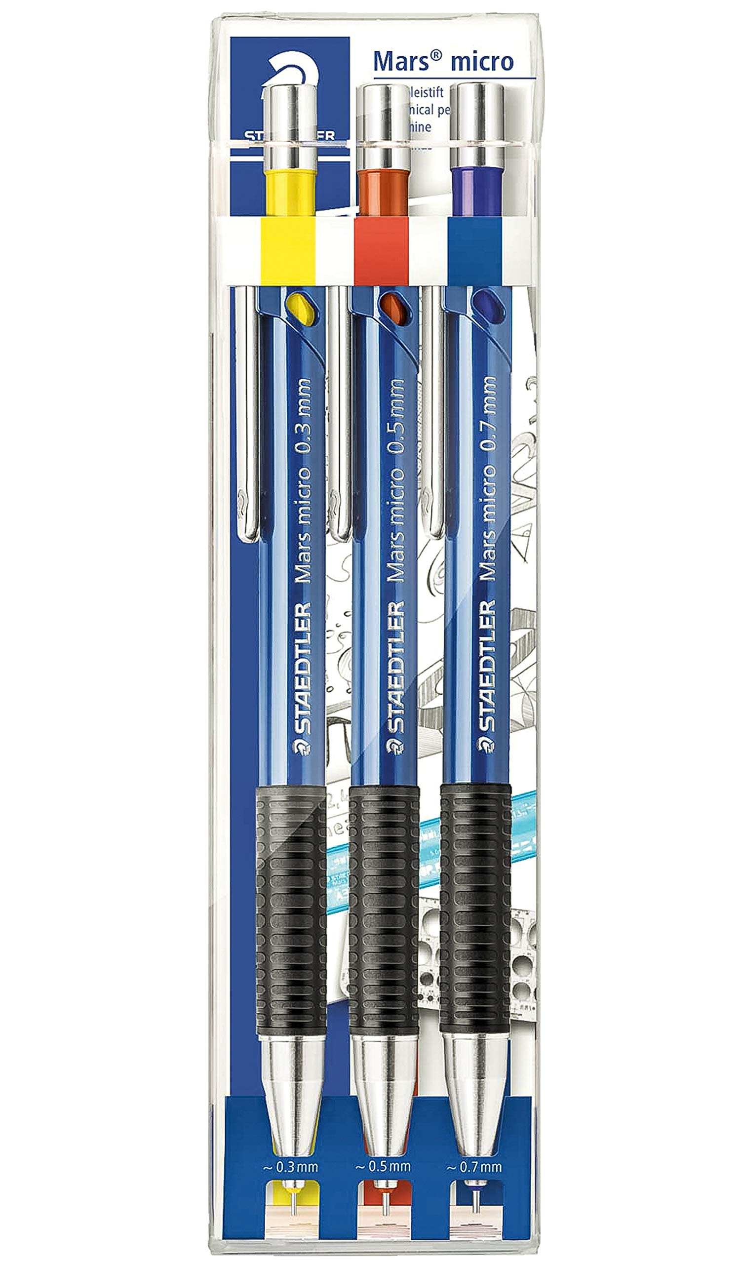 Staedtler 775SCWP3 - Marsmicro 0,3-0,7 zestaw 3 szt. kolorowy (1, w zestawie wkłady 03 HB?05 HB?07HB)