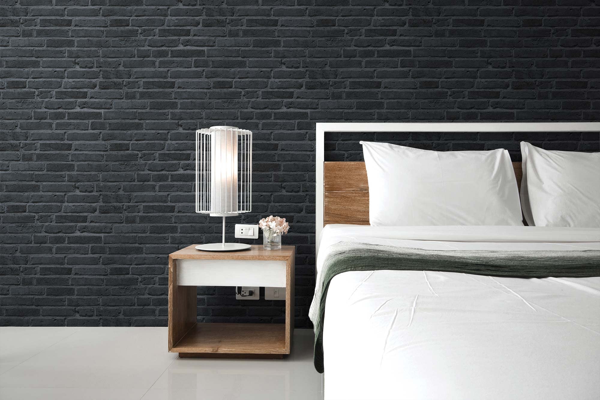 Ricco M1-No.890 - Carta da parati in pietra 3D, Rivestimenti Pareti Effetto Pietra, Colore Nero, per Soggiorno, Cucina, Camera da Letto