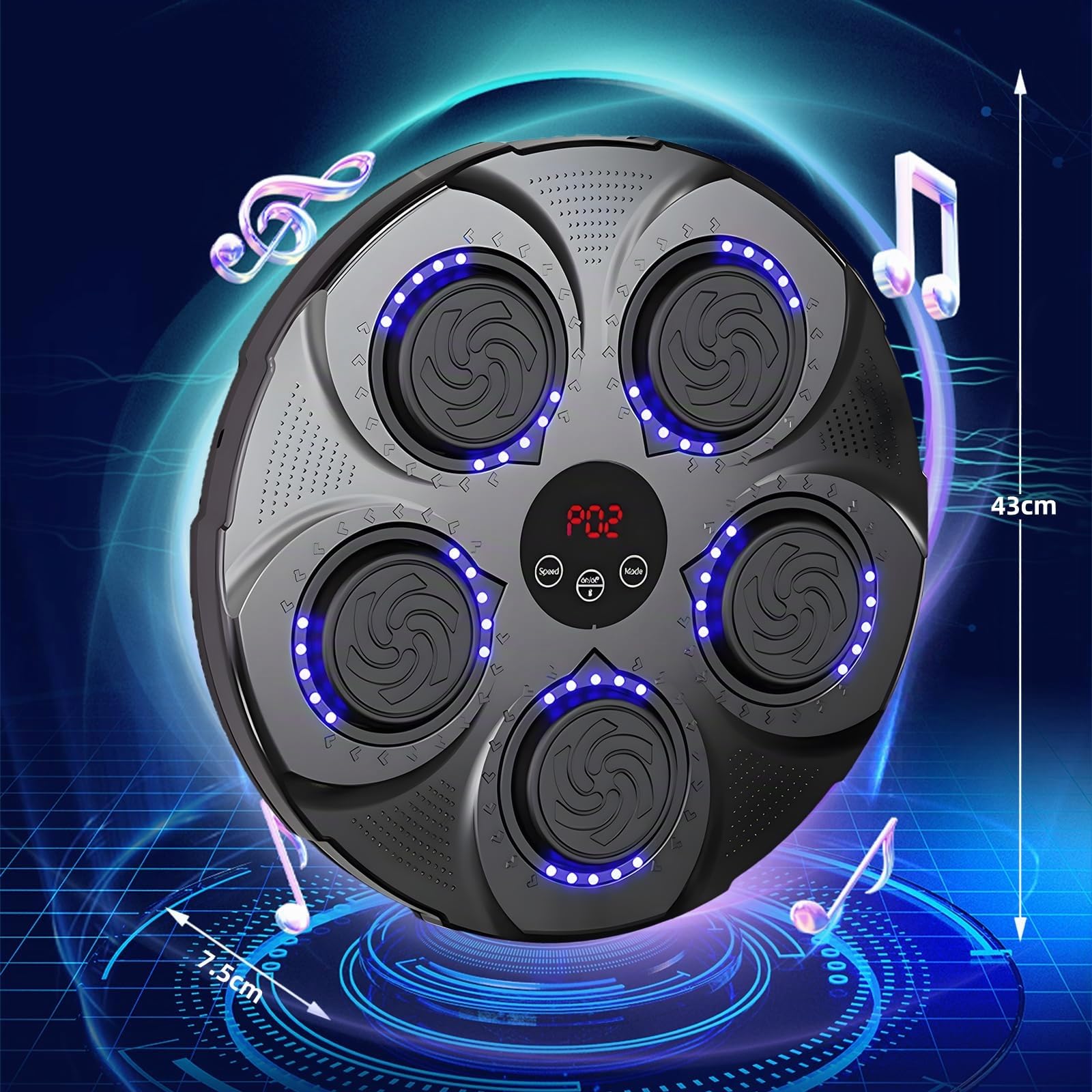 Máquina de Boxeo Música Adulto - Extra Large a Parete Professionale a LED Dinamico a Bluetooth Smart con Musica Elettronica a 9 Velocità per Bambini e Adulti per Casa, Altura de instalación Ajustable
