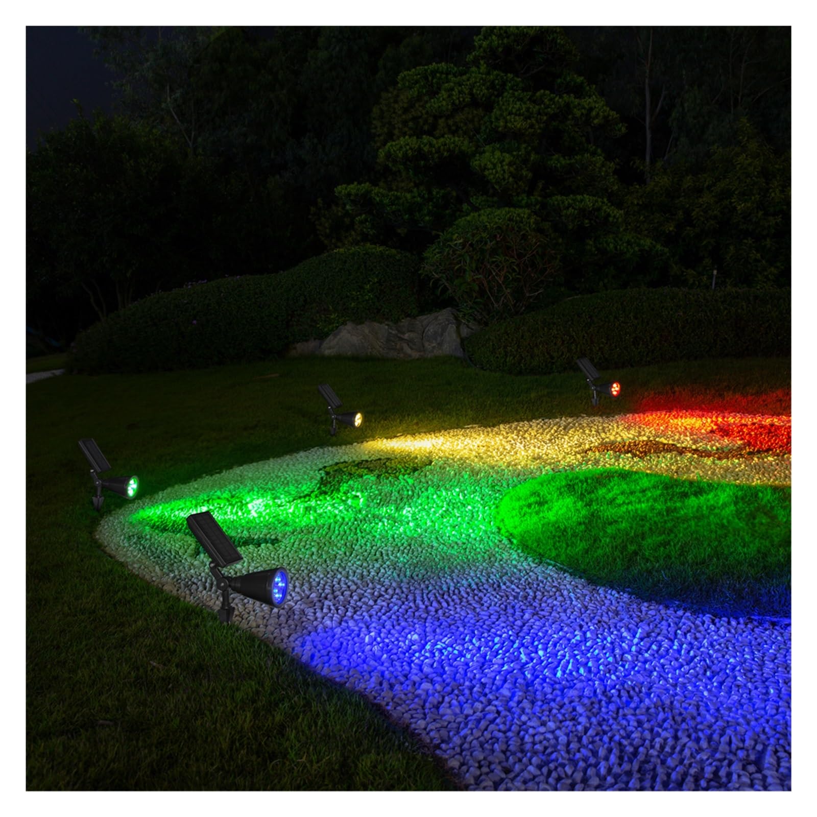 Luci Solari Outdoor Patio Giardino Paesaggio Decorazione LED Faretti Solari Luci da Prato RGB Luci da Parete Super Luminoso(White Light)