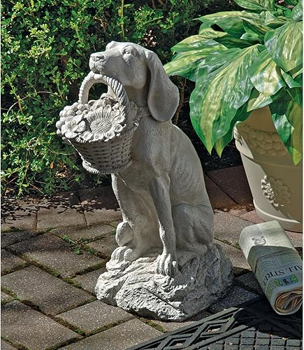 Miniatura 1 de Design Toscano EU1379 - Estatua de jardín para hombre con cesta para exteriores 19 pulgadas piedra de dos tonos