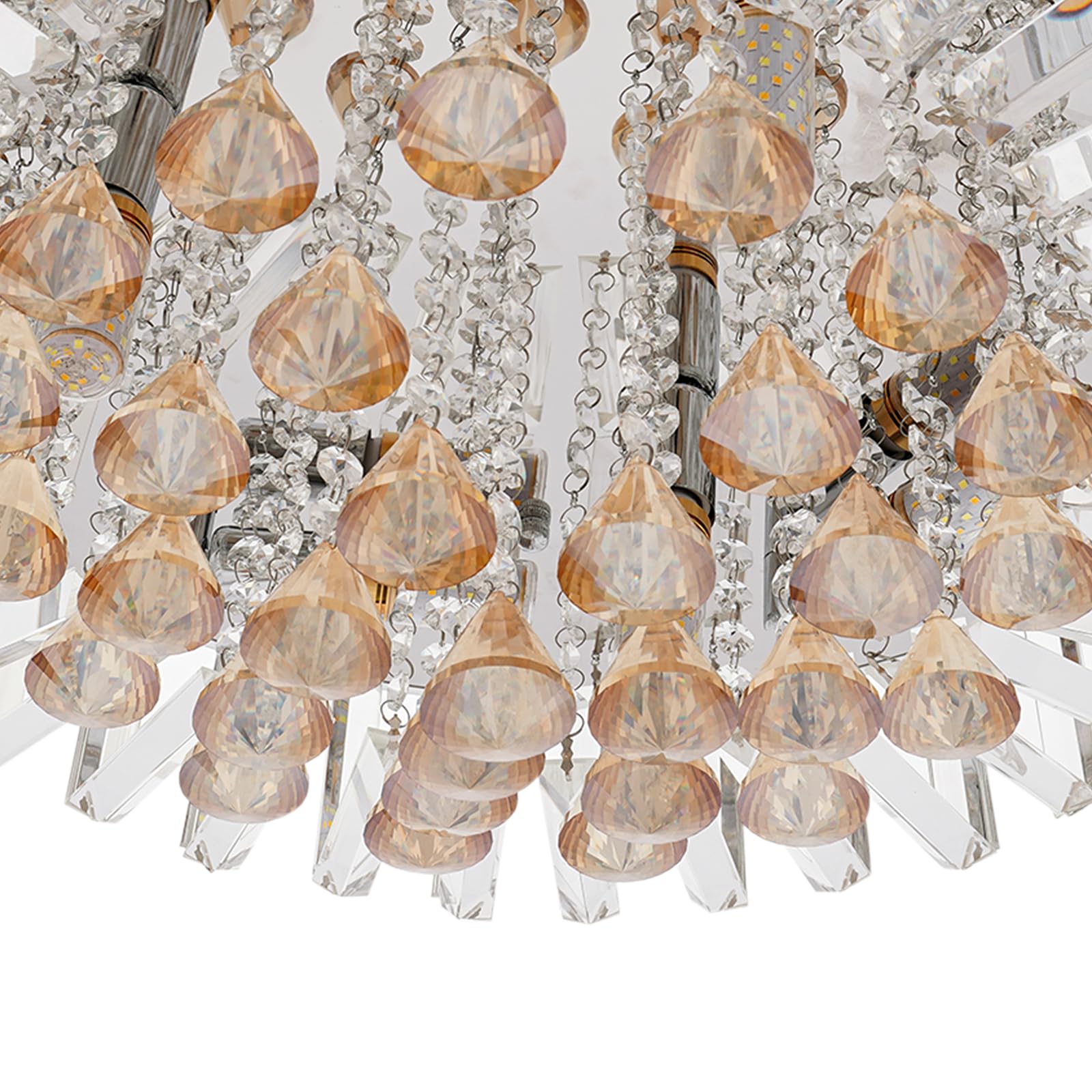 Modern Kronleuchter Kristall Leuchte, Luxus Gold Deckenleuchte, Pendelleuchte LED Kristall Kronleuchter 60CM, Deckenlampe, Deckenleuchte Lampe Beleuchtung Wohnzimme, Für Wohnzimmer E14