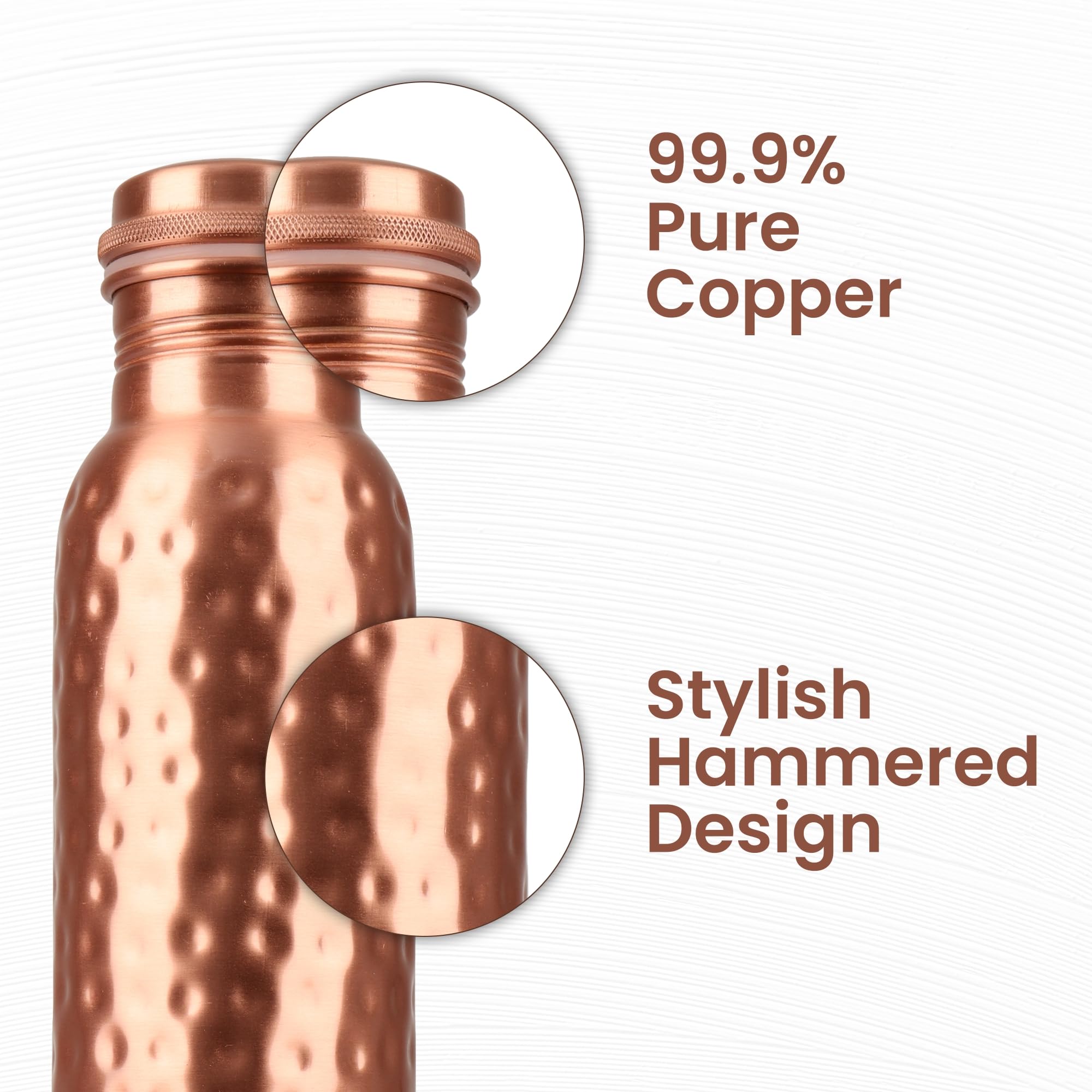 34 Oz Pure Copper Water Bottle Set - Hammered Leak-Proof Bottle With Tumbler, Carrying Bag & Decorative Sleeve - View #10