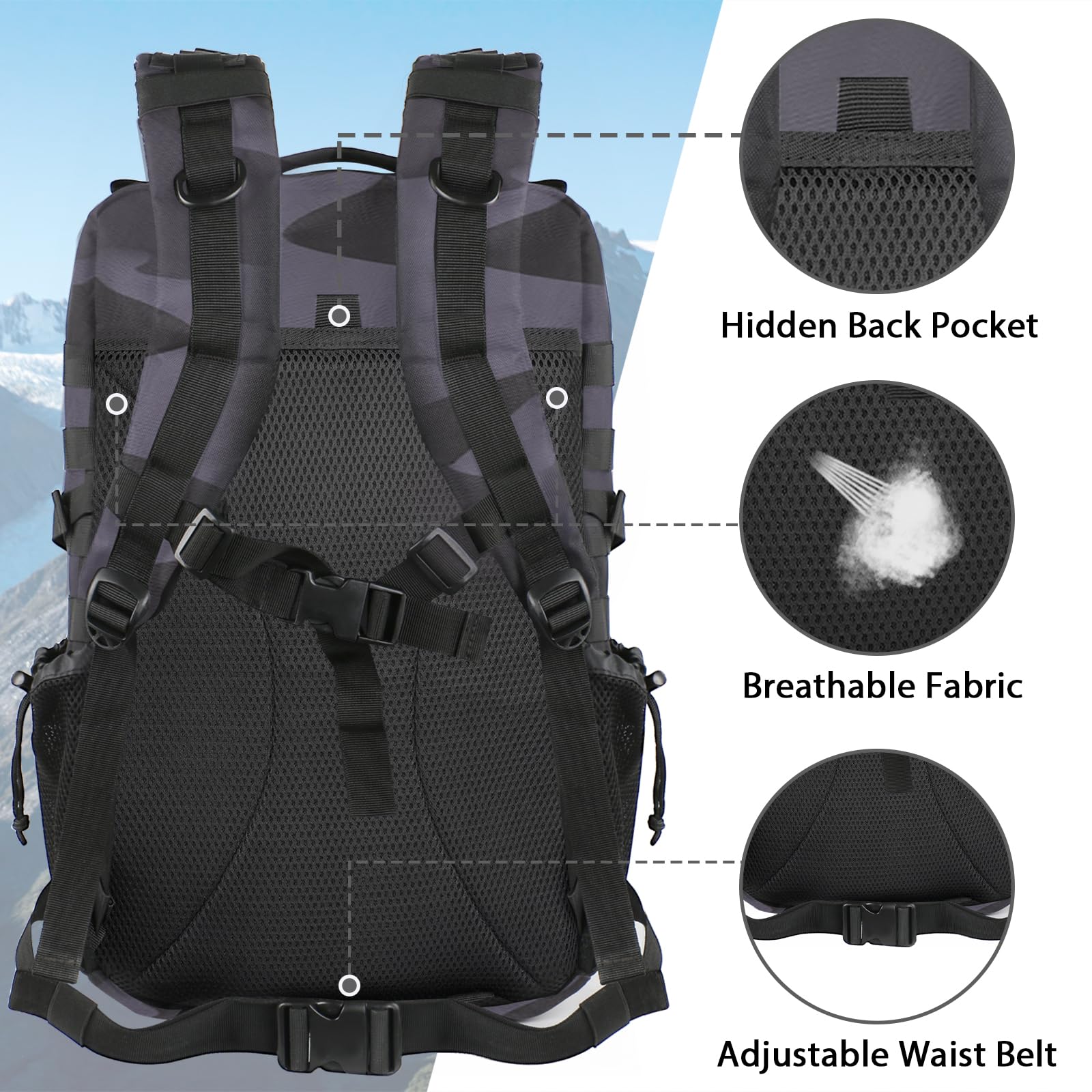 YOREPEK Zaino Tattico Militare, Zaino Tattico Molle Grande Zaino Militare Professionale Zaino Escursionismo Multifunzionale Zaino Crossfit