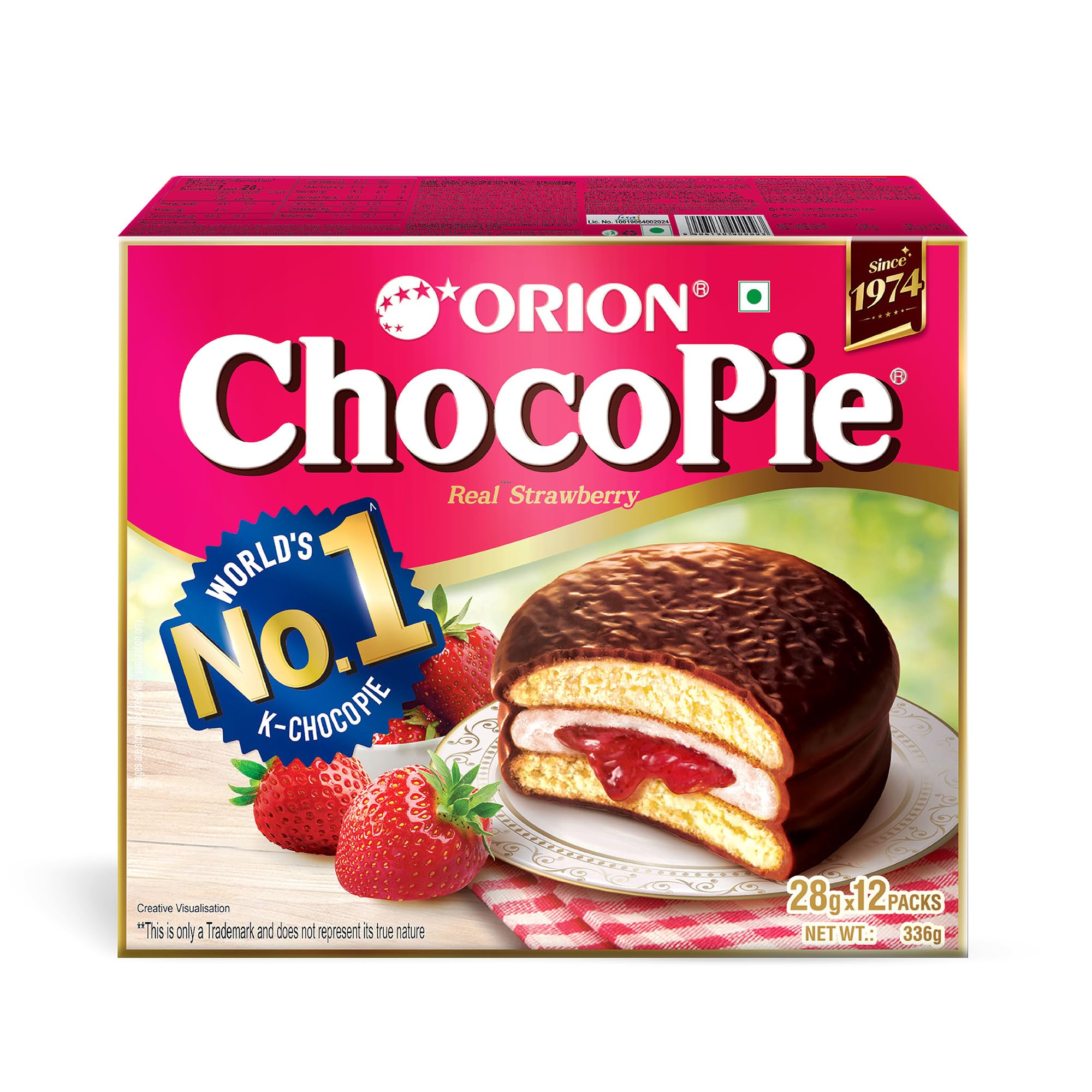 ORION Strawberry Choco Pie (12 Pies)| Centre-Filled Chocolate Biscuit, 1 Count-image-15