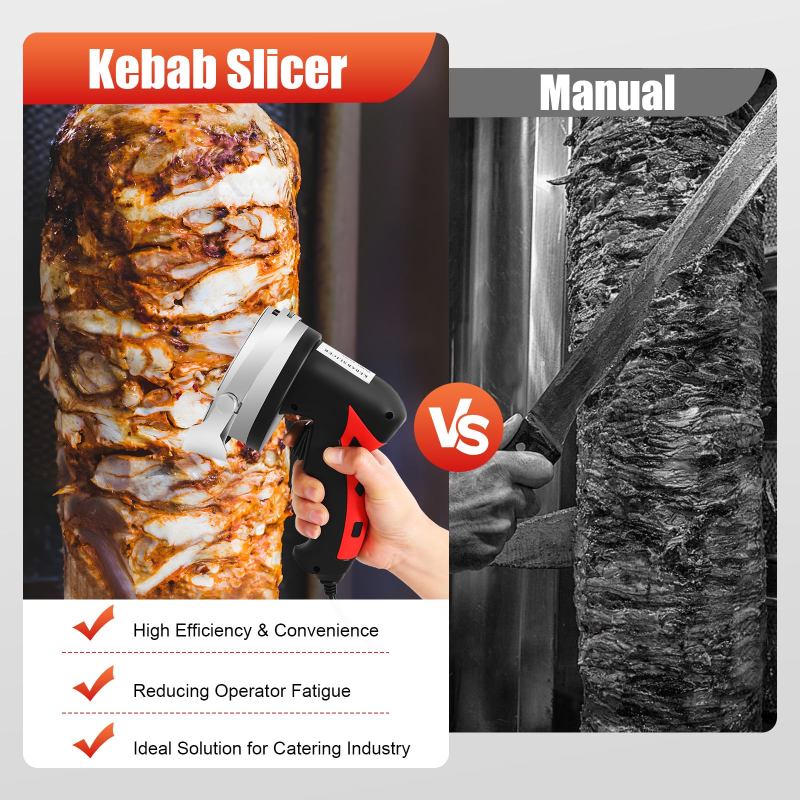 SHZICMY Coltello elettrico per kebab da 80 W elettrico per kebab, coltello da giroscopio 3000 giri/min