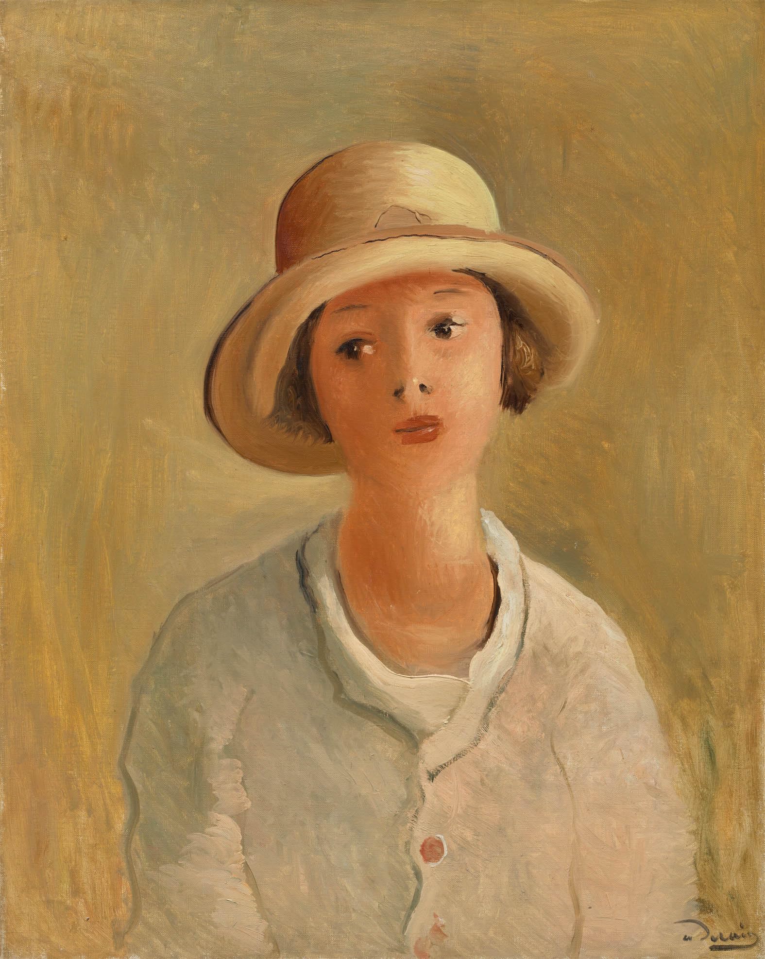 GYTRI CGFHJ André Derain Poster Vintage Wall Art《A Girl Wearing a Straw Hat》by André Derain Prints Portrait Canvas Painting For Home Decor 40x50cm Unframed