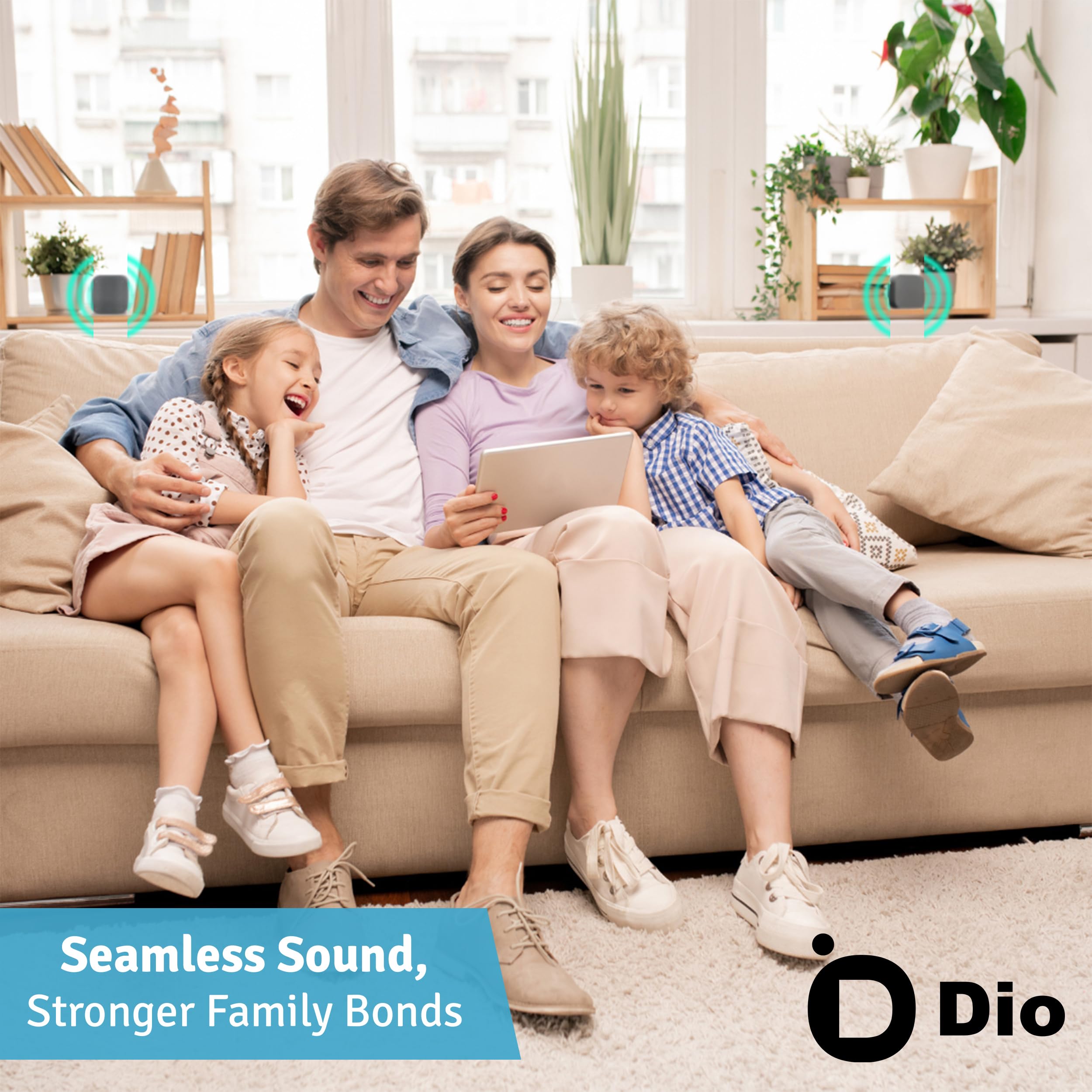 Dio Node Multiroom Wi-Fi Home Speakers (5-Pack), Immersive Sound System, Works with AirPlay 2 and Other Apple Devices, Easy to Connect, Spotify Player