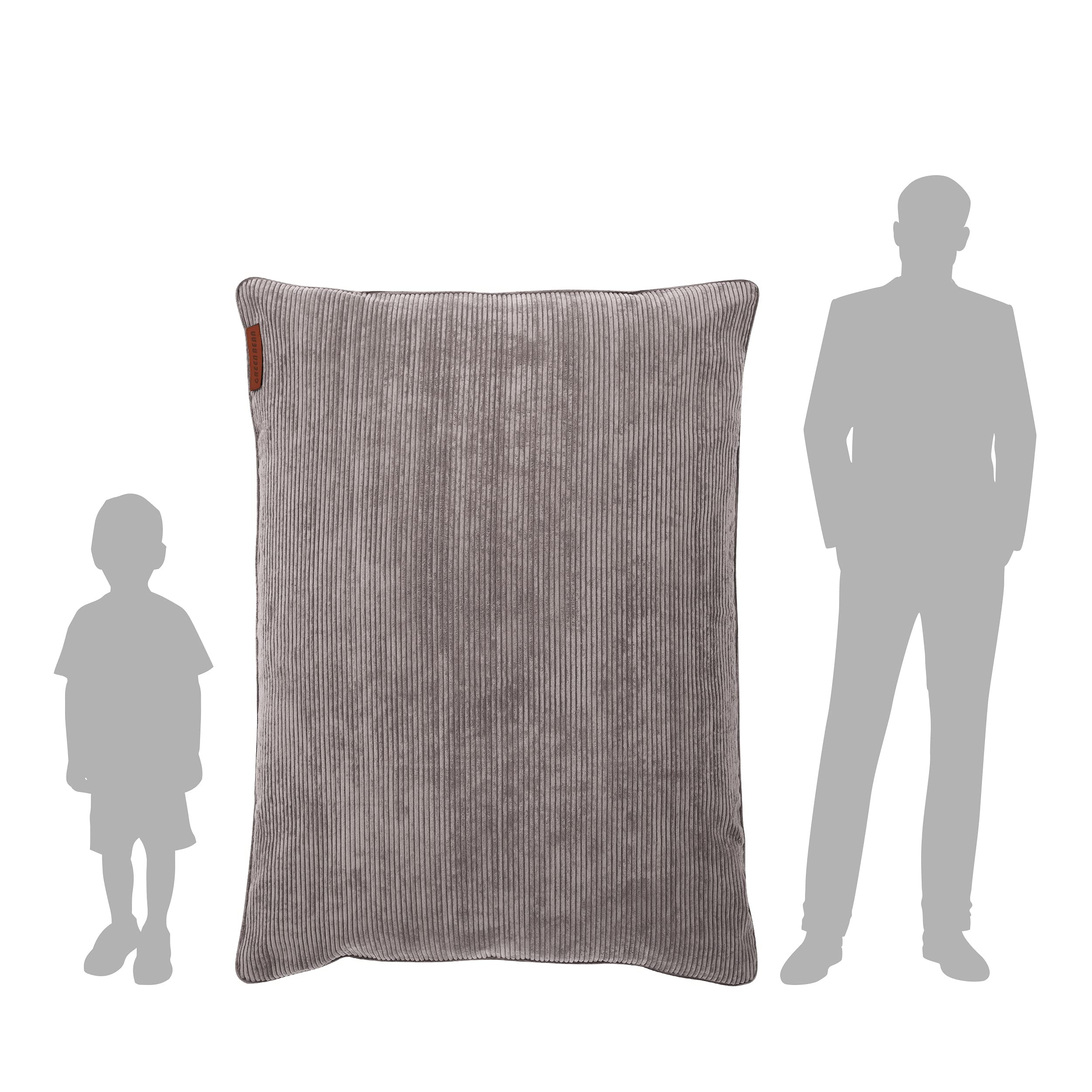 Green Bean© Square XXL Indoor Housse en Velours Côtelé 140 x 180 cm - Housse de Pouf sans Remplissage - 600D Oxford, Cord - Doux, Moelleux, Robuste - Lavable, avec Sac Interne Gris