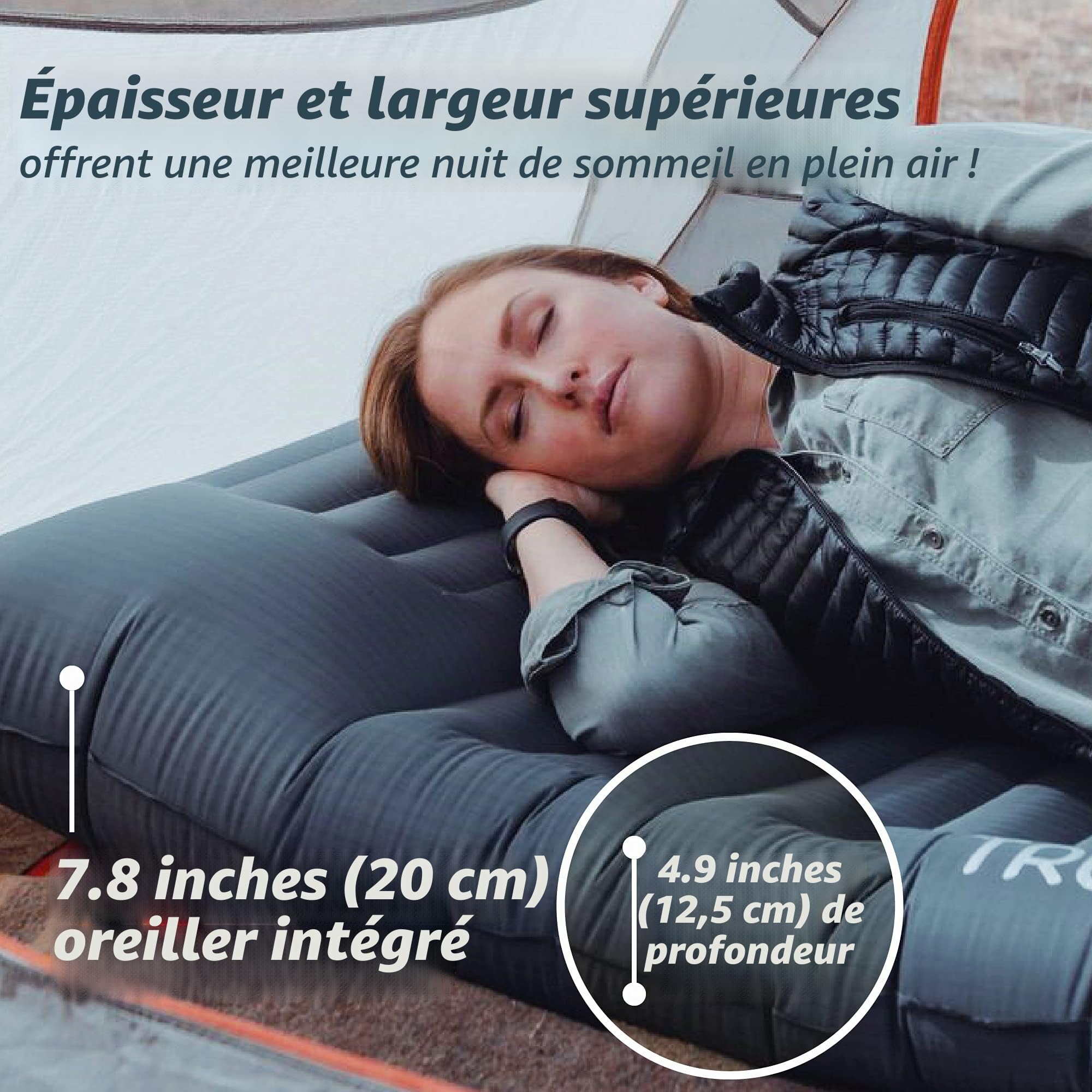 TREKOLOGY Tapis de Camping Auto-gonflant, Matelas de Camping Ultra léger, 186 cm x 76 cm x 12,5 cm