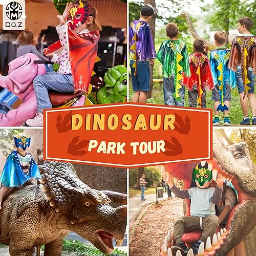 Miniatura 2 de D.Q.Z Disfraz de dinosaurio y alas de dragón para niños con máscara, capa de dinosaurio para niños, regalos de juguetes para fiestas de cumpleaños