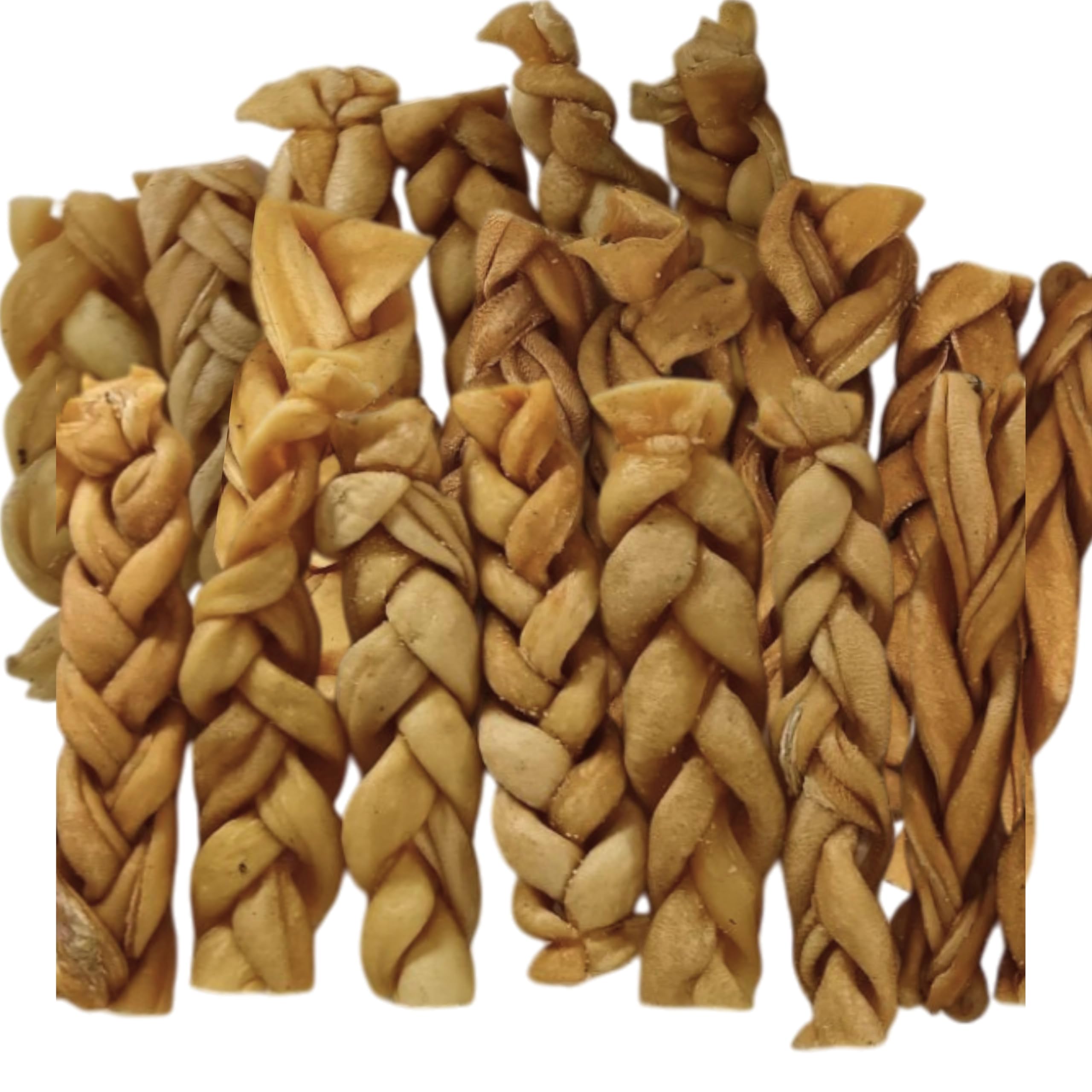 20 Thick Braided Lamb Skin Sticks for Dogs (350g). Natural Long-Lasting Dog Chew Treats -Gluten and Grain Free. Shorter 4” Variety