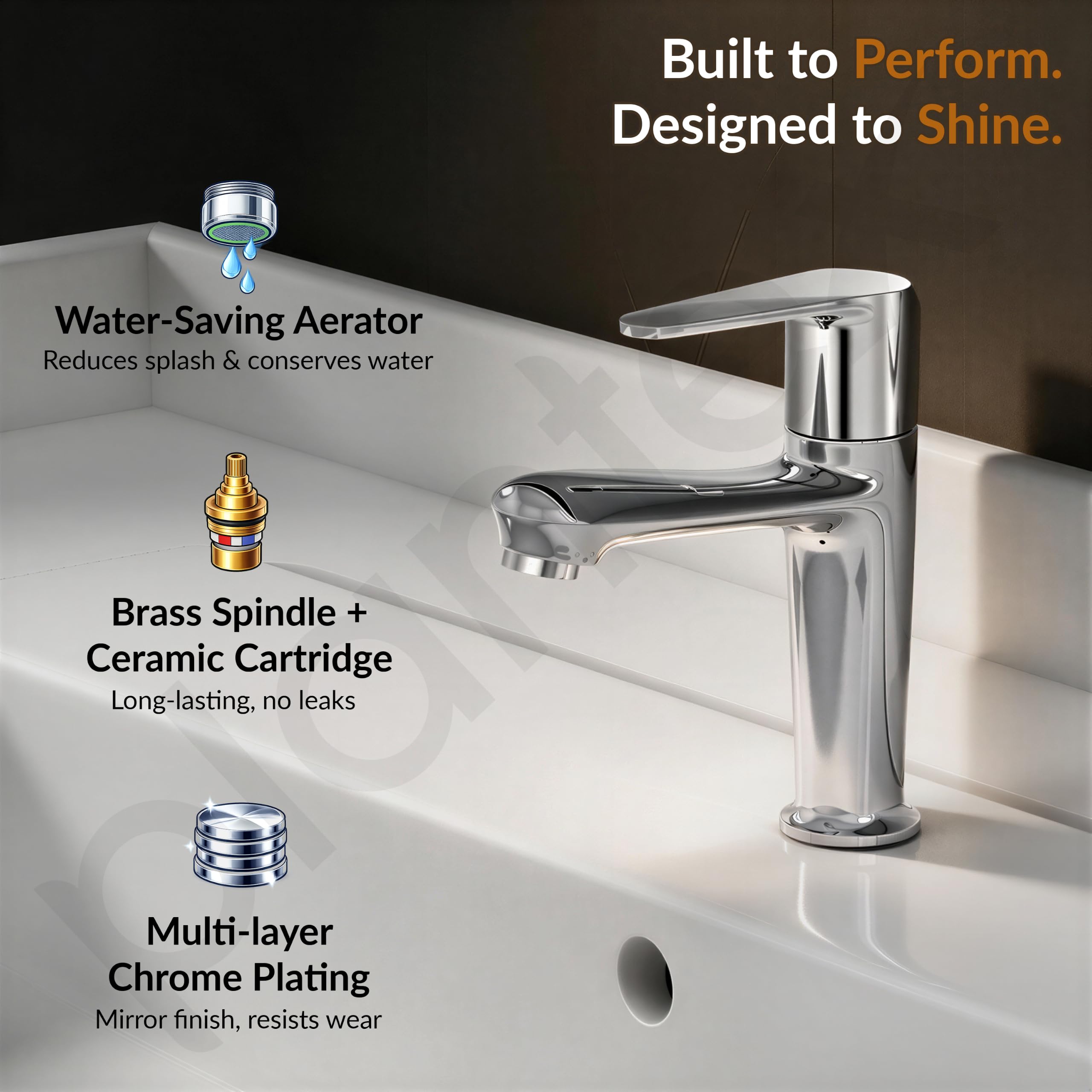 Plantex Brass Basin Tap - Chrome Finish -2