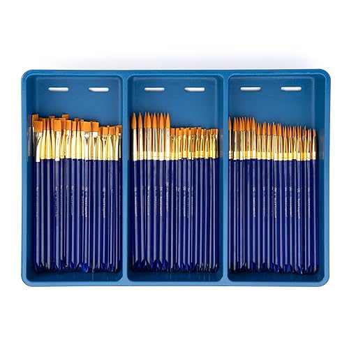 Royal Brush Paquete de pinceles Gold Taklon de gran valor, varios tamaños, 120 pinceles