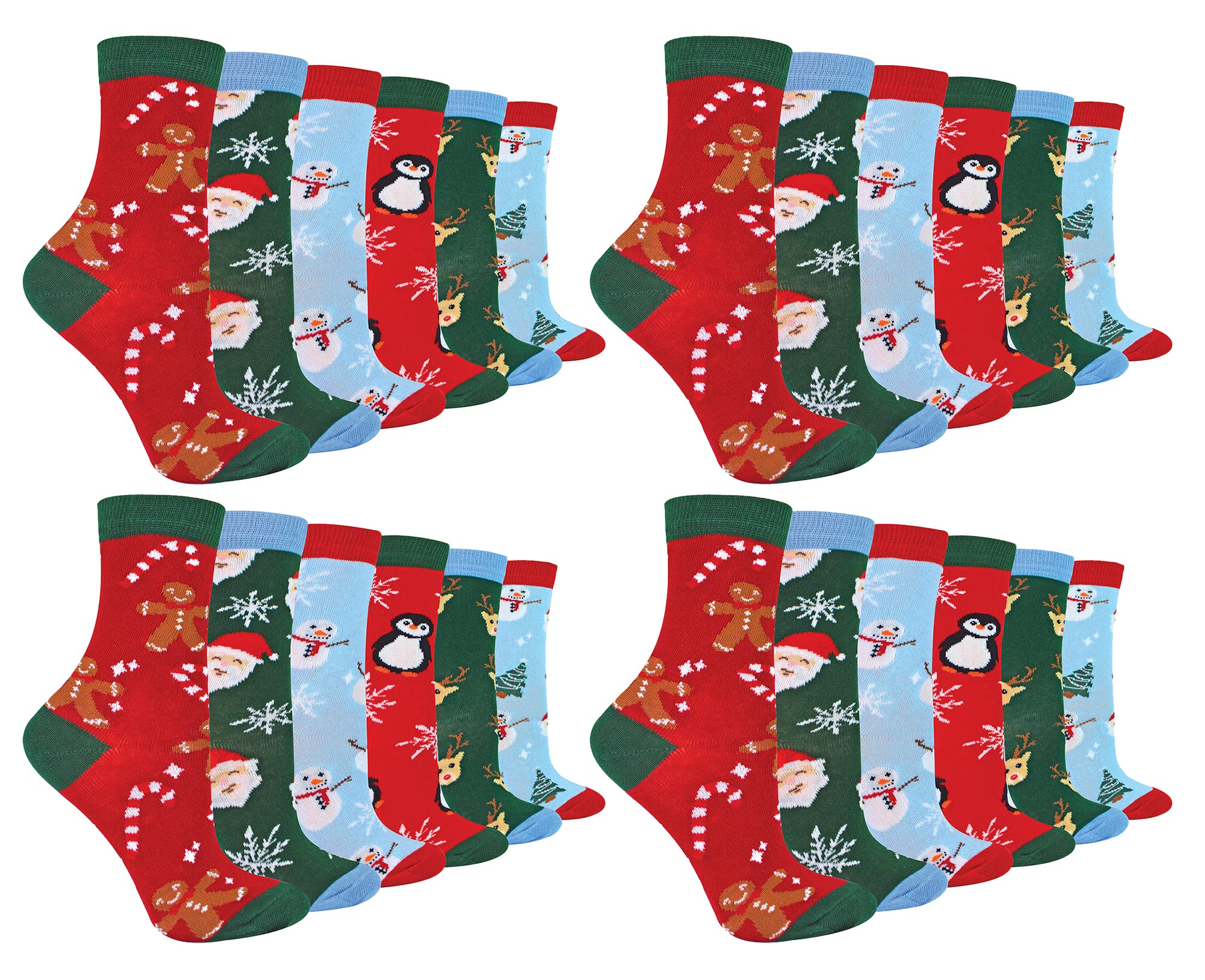 Sock Snob Unisex Kids 24 Pack Kids Novelty Christmas Socks With Fun Patterns