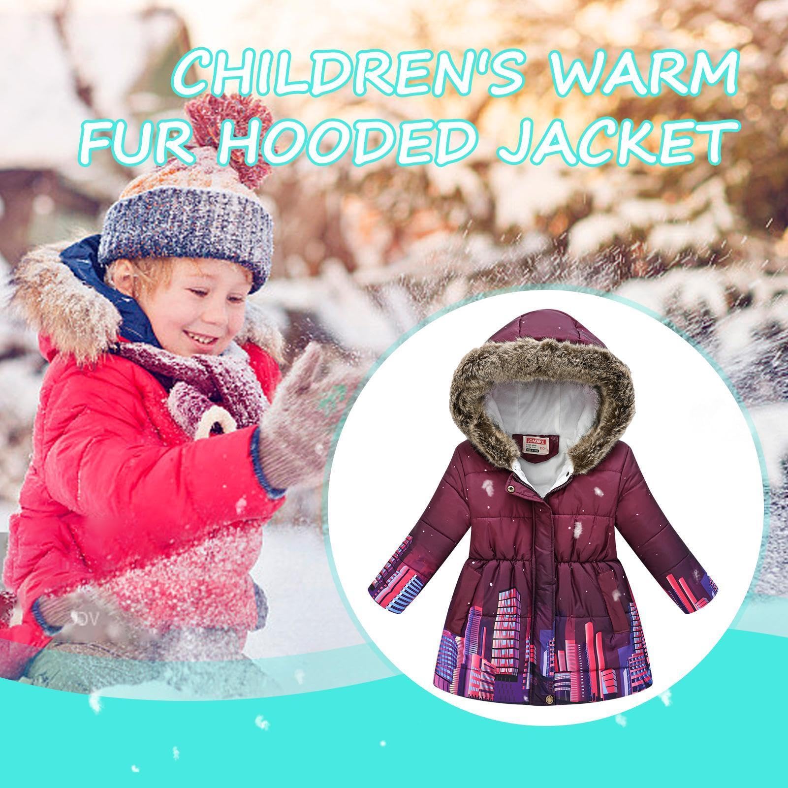 Ropa de abrigo de invierno para niños, abrigo de nieve, chaqueta suave y cálida para exteriores con capucha para niñas y niños, ropa cómoda para clima frío para la escuela, viajes y juegos