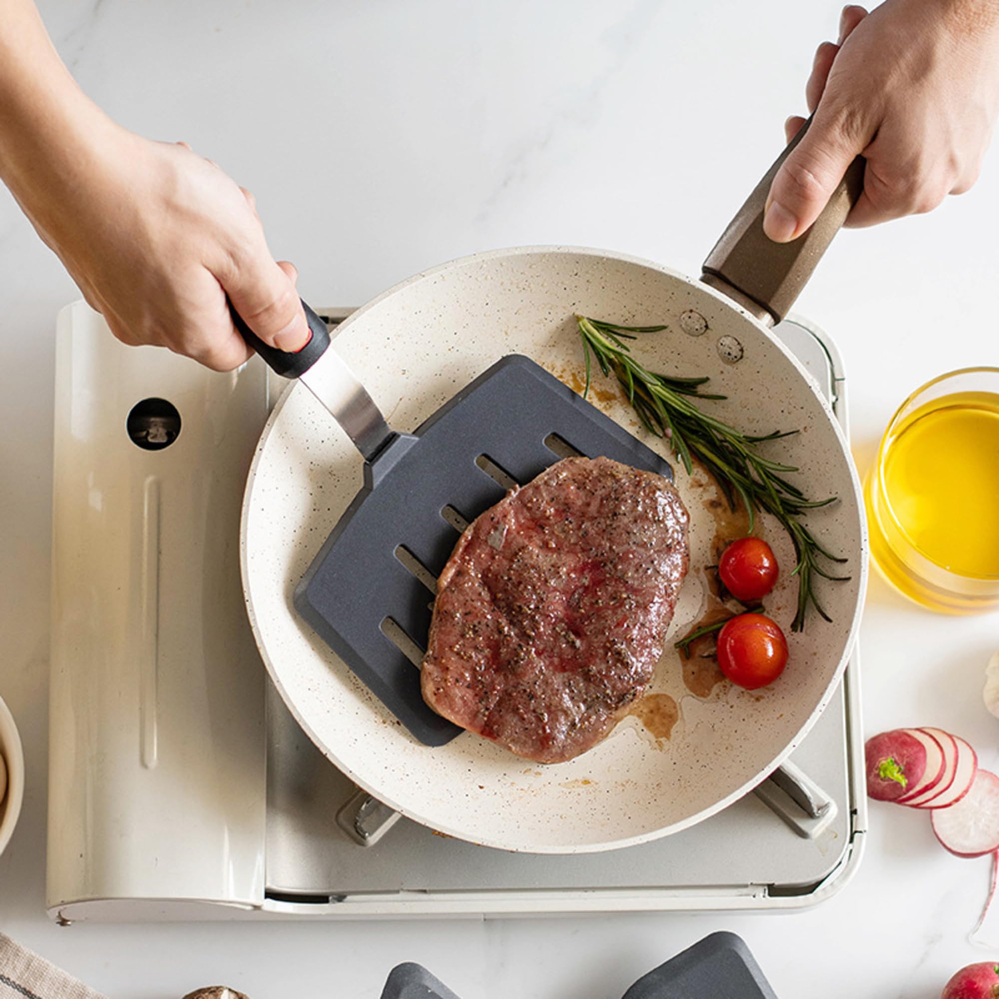 Juego de 5 espátulas de silicona para utensilios de cocina antiadherentes, resistentes al calor, para huevos, panqueques, aptos para lavavajillas