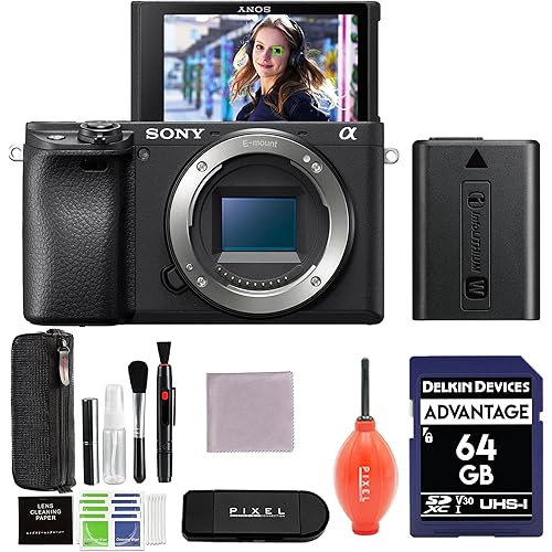 Sony a6400 Mirrorless Digital Camera Bundle with 64GB SD Card + More | Alpha 6400 E-Mount APS-C Sensor Black