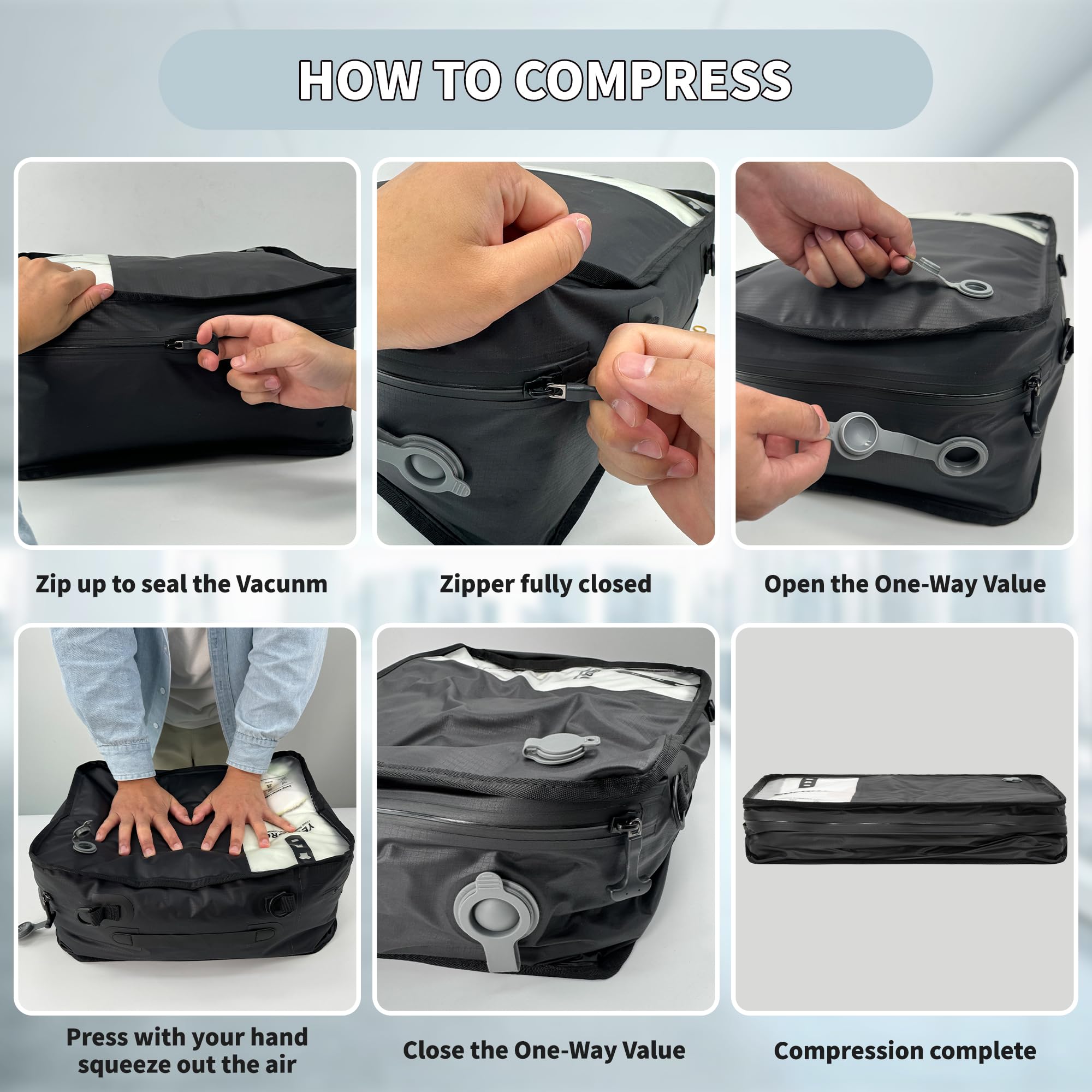 Cubi da imballaggio per viaggi, sacchetti sottovuoto per viaggi di lavoro, cubi di imballaggio a compressione per valigie, borse organizer per bagagli per donne e uomini accessori da viaggio