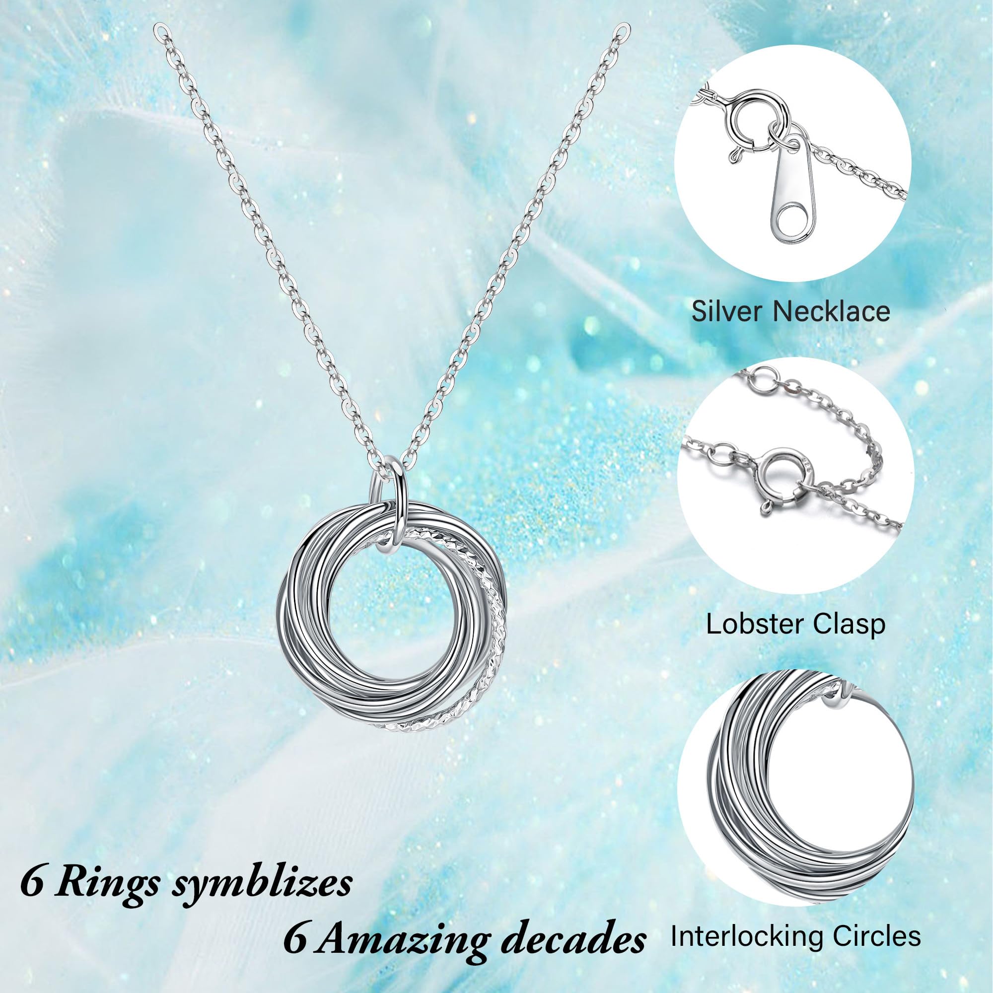 Geburtstagsgeschenk für Frauen, Halskette aus Sterlingsilber zum 30., 40., 50., 60., 70., 80., 90. Geburtstag, Halskette für sie 30, 40, 50, 60, 70, 80, 90 Jahre, Geschenk von, Sterling