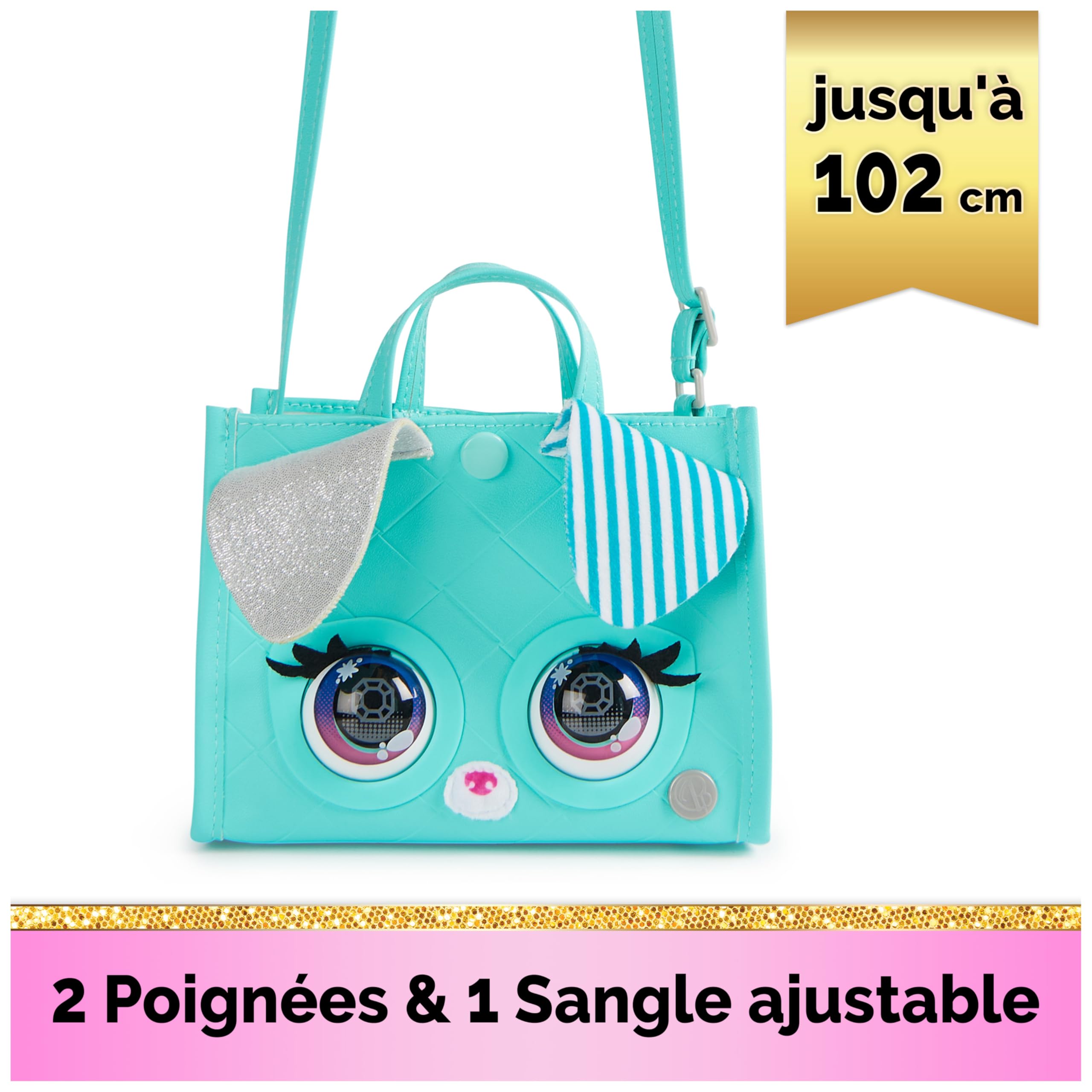 PURSE PETS - TOTE BAG CHIOT - ANIMAL INTERACTIF FORMAT SAC À MAIN - Sac pour Enfant Chien Interactif Qui Cligne Des Yeux - À L'Epaule Ou En Bandoulière- Sons Et Modes De Jeu - Jouet Enfant 4 Ans Et +