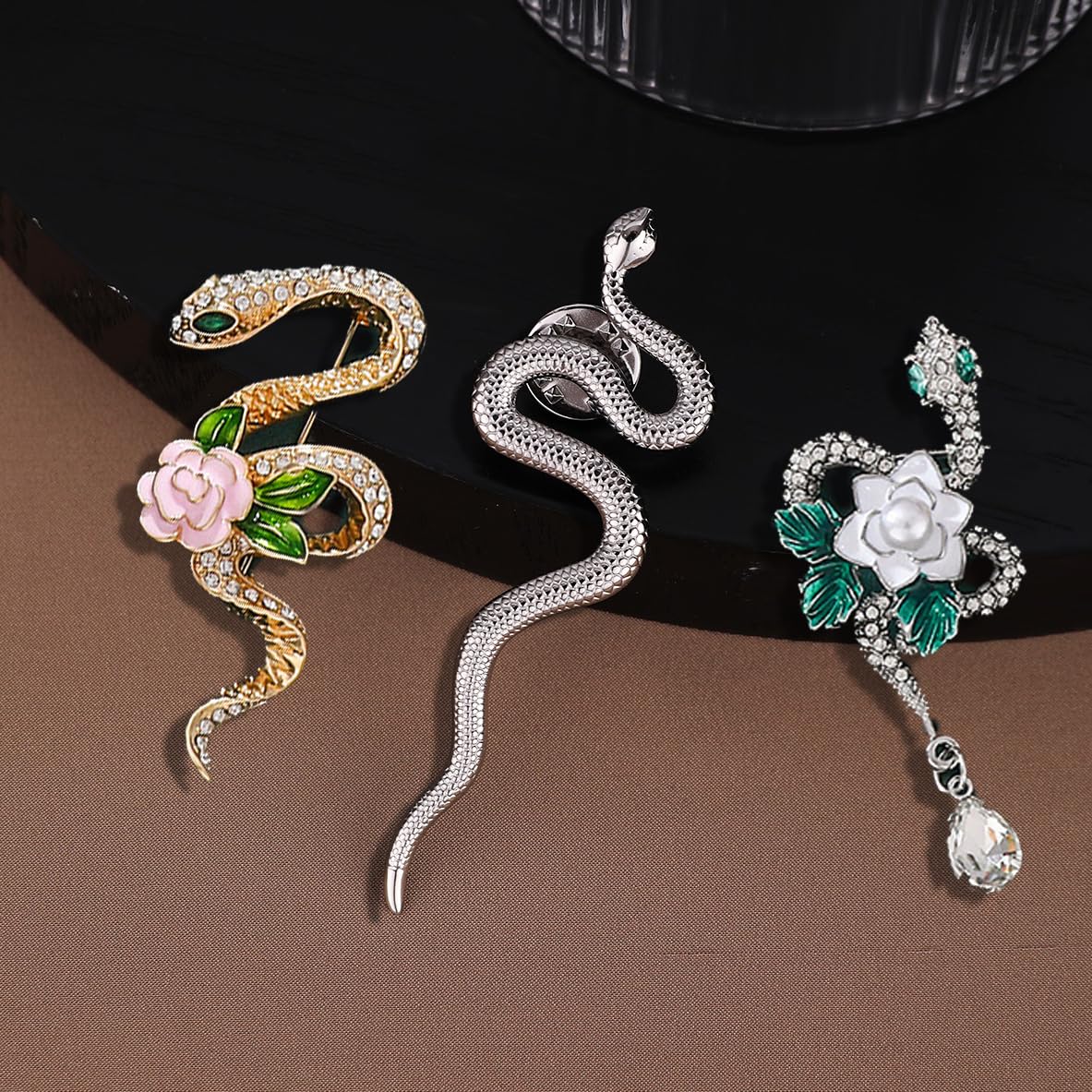 Broche de Serpiente, Broche de Serpiente de Metal, Alfiler Serpiente Broches, Adecuado para Blazers, Camisas, Sombreros, Alfileres de Mochila, Broches de Boda (Plateados)