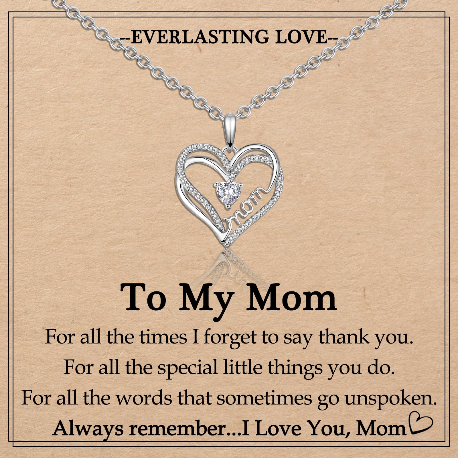 EYQV Double Entwined Hearts Necklace Gifts for Mom Grandma Wife Gigi Mimi Stepmom Bonus Mom, Mother's Day Christmas Valentines Birthday Thanksgiving