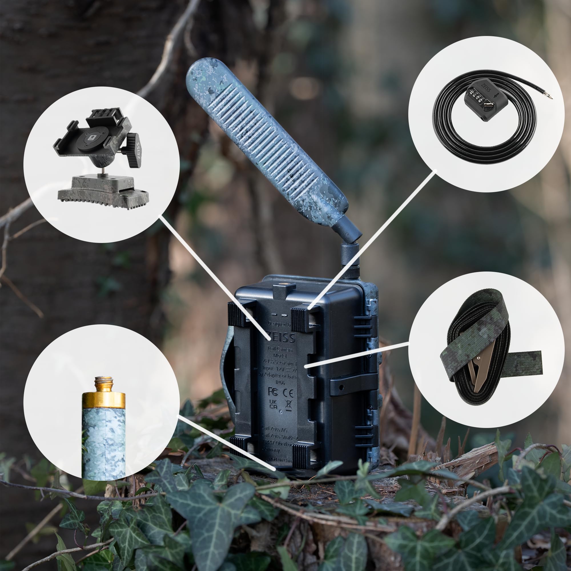 Zeiss Secacam 1 60° - Wildkamera mit Handyübertragung App, mit SIM Karte, mit Bewegungsmelder Nachtsicht, Überwachungskamera aussen, App-Steuerung, 3MP (bis 24MP interpoliert), 20m Reichweite