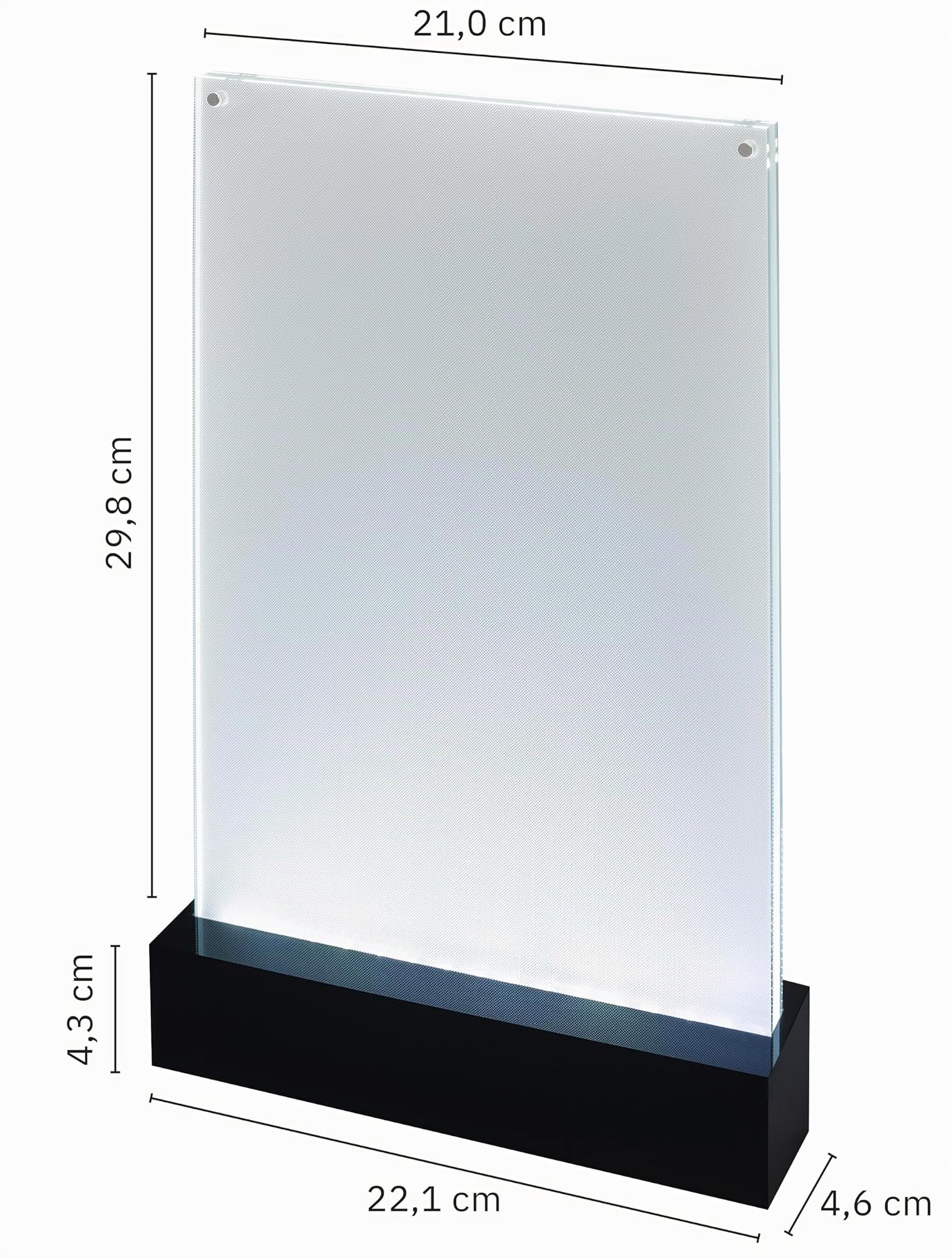 SIGEL TA420 Beleuchtbarer LED-Tischaufsteller A4, hochwertiges glasklares Acryl mit schwarzem Sockel - ideal für Gastronomie und Events, Werbeaufsteller