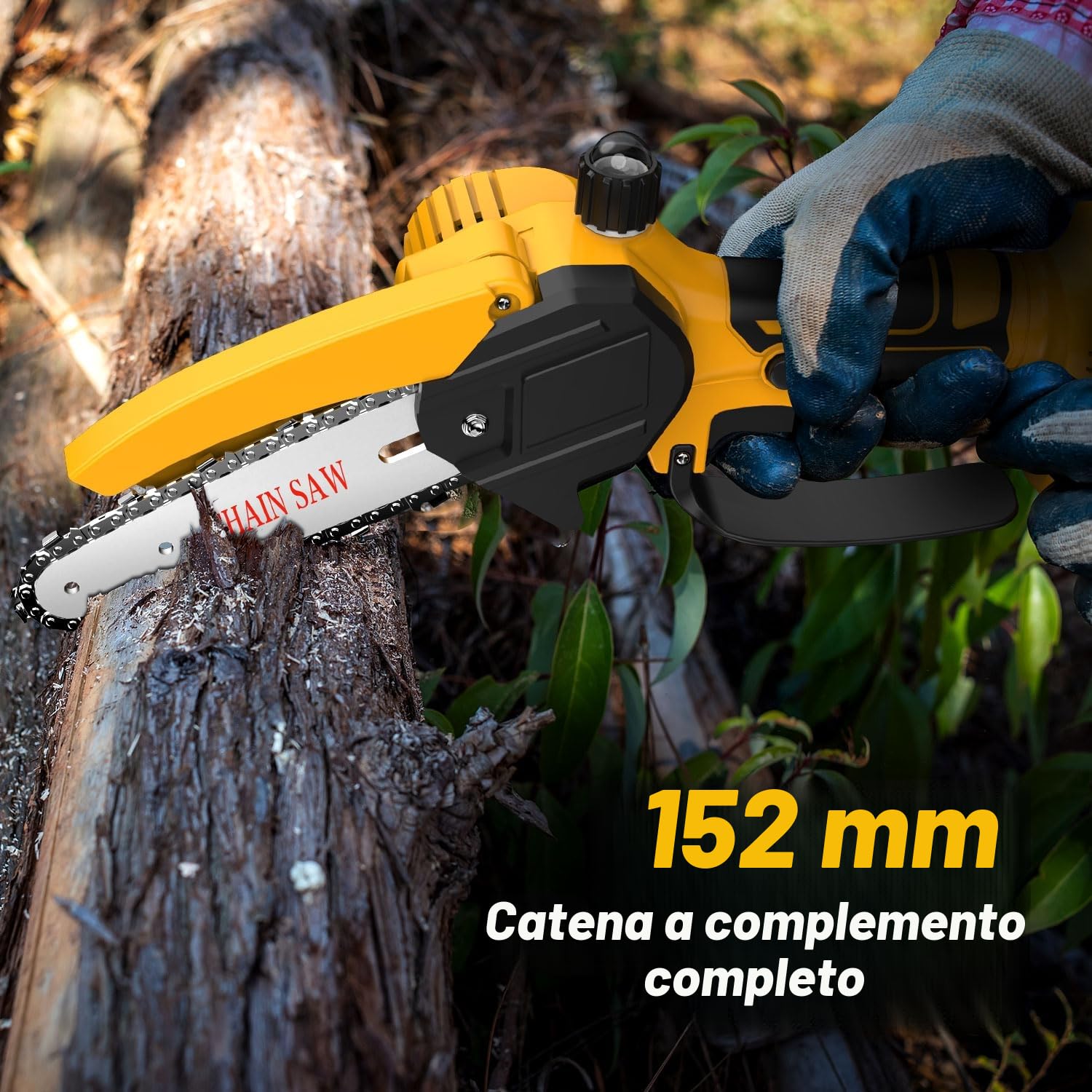 2 in 1 Motosega Telescopica & Mini motosega a Batteria 6 pollisi, Potatore Elettrico con Manico Telescopico Tanica per Olio Sega per Rami a 2Batteries 2000mAh, Adatta per Giardino, Cortile e Fattoria
