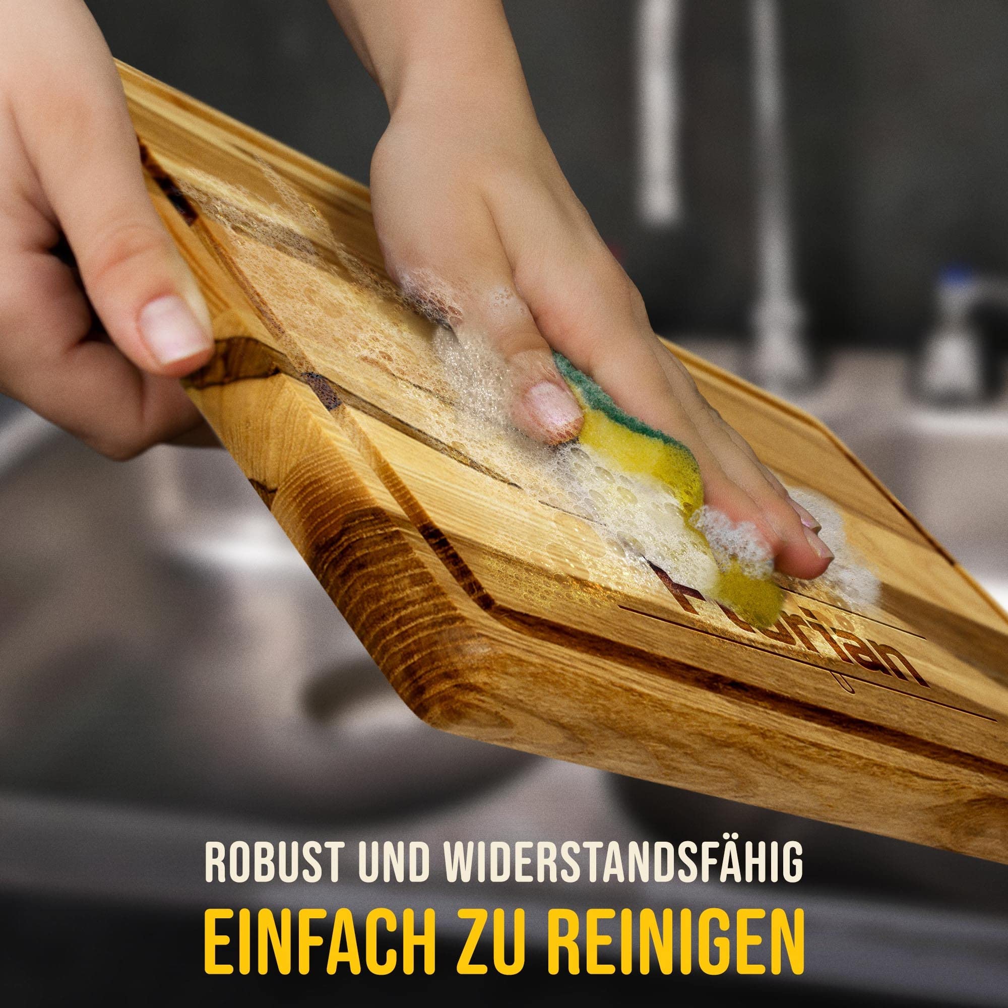 Großes Holzbrett mit Gravur - Schneidebrett personalisiert mit Name - Geschenk für Grillmeister | Eschenholz, 40 x 25 x 2 cm, personalisiertes Geschenk mit Gravur