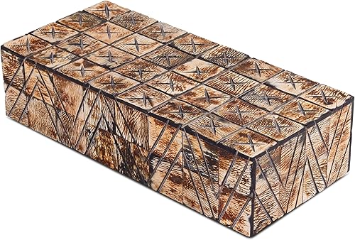 Miniatura 26 de Handicrafts Home - Caja decorativa hecha a mano con diseño Kept Safari, patrón de marfil, para organizar, decorar y guardar recuerdos, estilo